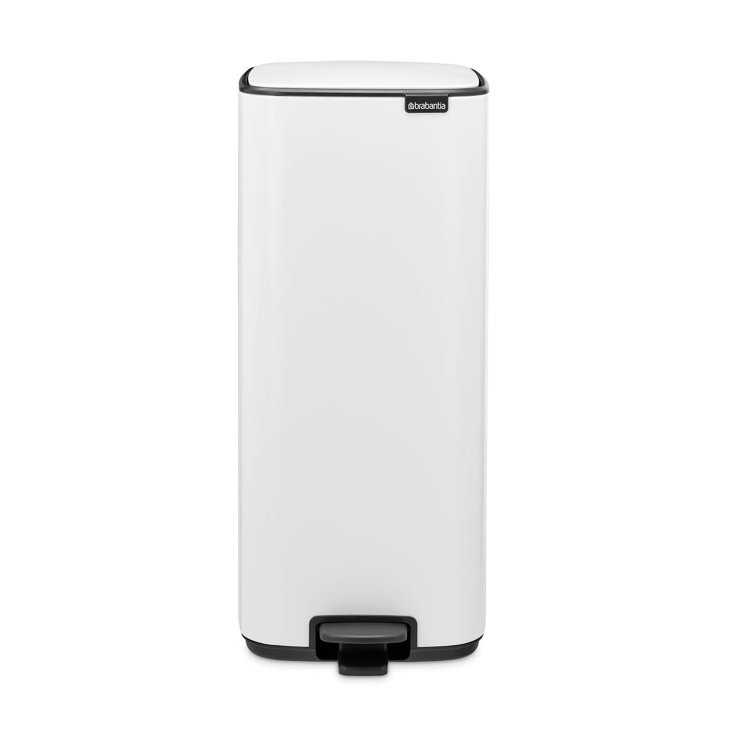 Brabantia Bo Pedal Bin 30L (White), Soft Closing Waste Bin with Light Pedal Operation, Easy to Clean Removable Plastic Inner Bucket with Free PerfectFit Rubbish Bags Included