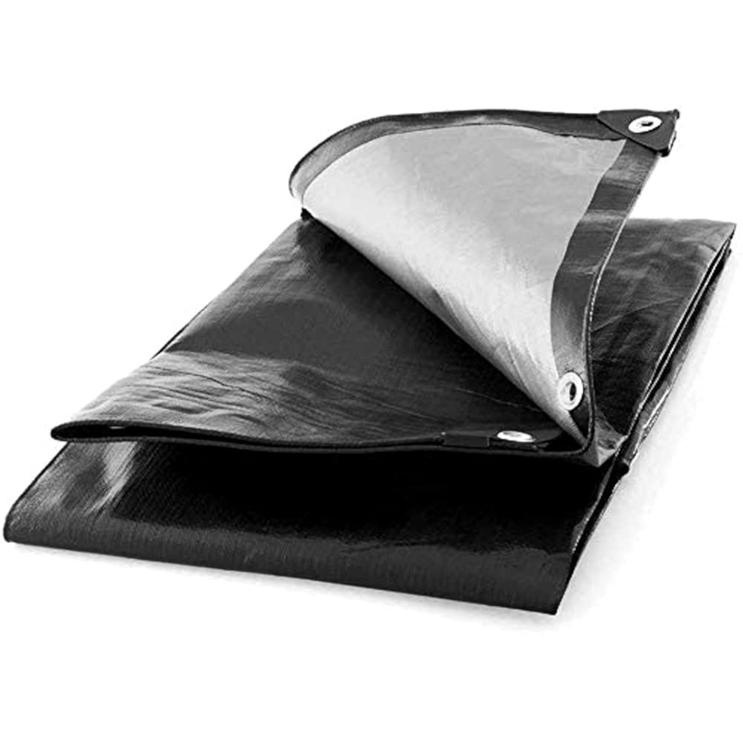 4 x 4 m Black 235 GSM Tarpaulin Waterproof Heavy Duty Tarp Sheet Cover, Groundsheet - Waterproof, Weatherproof, Frost-Resistant, UV Protection, Universal, Multipurpose, Reinforced Eyelets