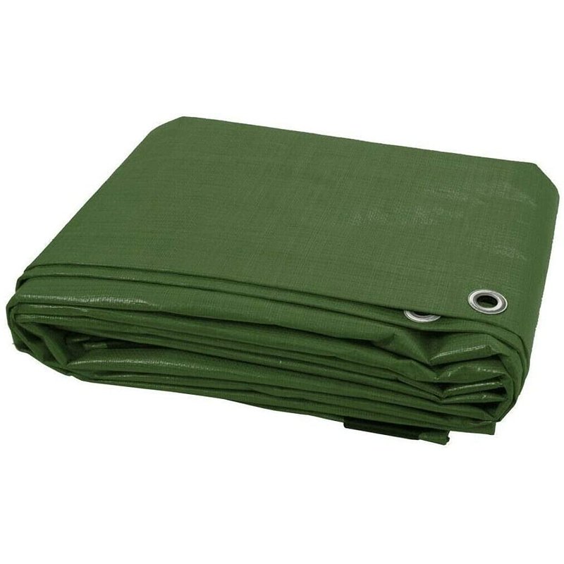 4 x 5 m Green Tarpaulin Waterproof Heavy Duty Tarp Sheet Cover, Groundsheet - Waterproof, Weatherproof, Frost-Resistant, UV Protection, Universal, Multipurpose, Reinforced Eyelets