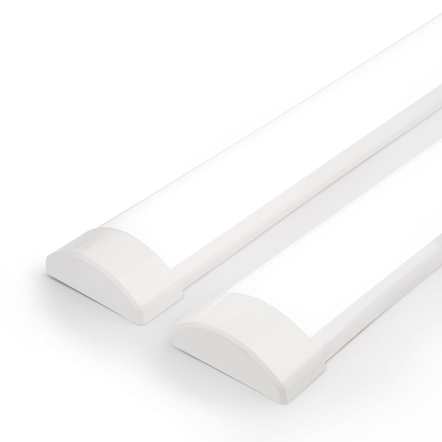 LED Batten Light 4ft/115cm, 3550LM 32W 6500K LED Tube Light, 2-Pack Slim Profile Dust-Proof Integrated Housing LED Light Bar, Surface Mounted Linear Ceiling Garage Light for Home Office Workshop