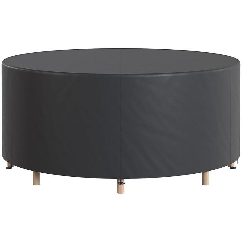 Outsunny Round Garden Furniture Cover, Waterproof Garden Table Cover, 420D Heavy Duty Oxford for Outdoor Garden Table and Chairs, Φ214 x 70 cm, Black