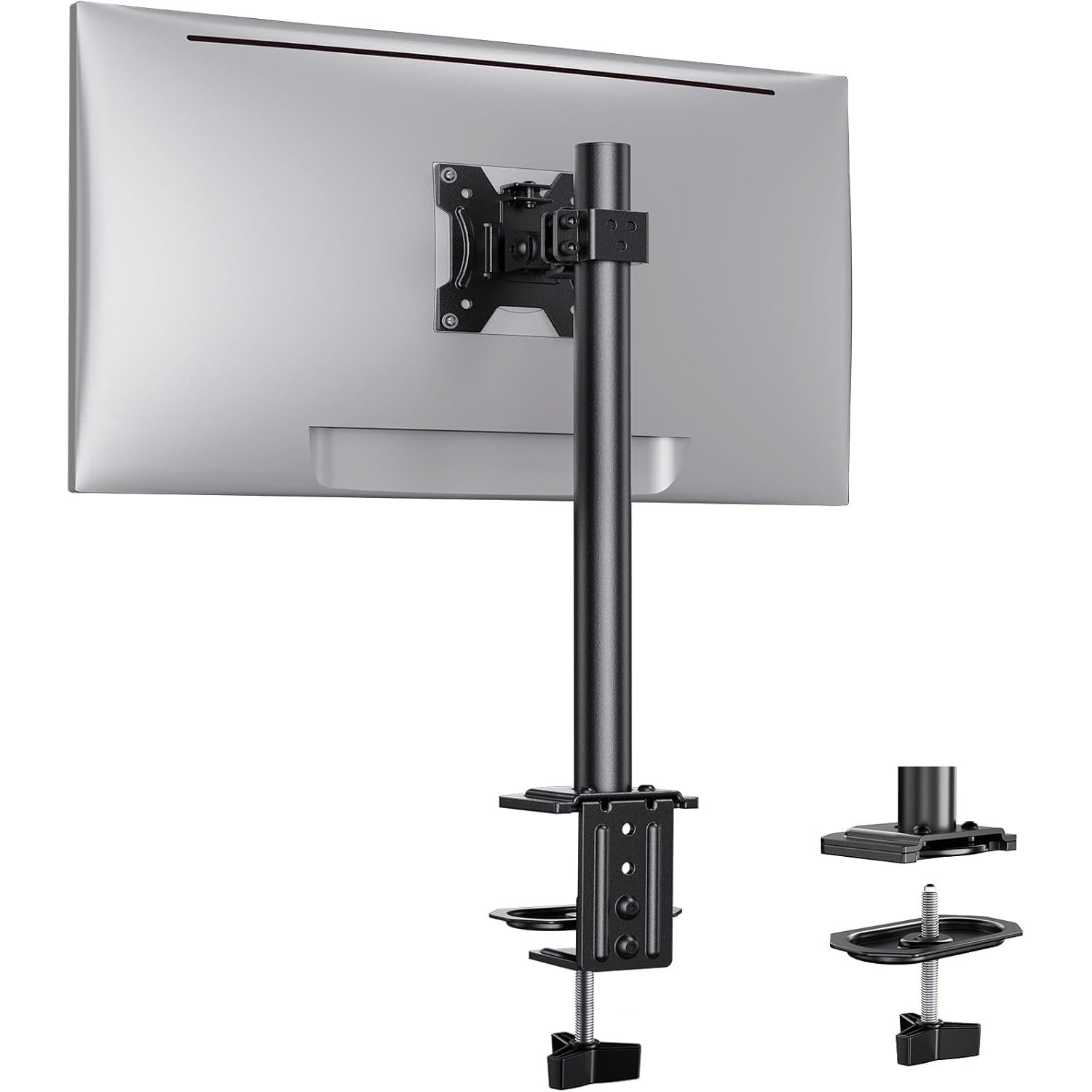 ErGear Single Monitor Stand for 13”-32” Screens, Portable Arm Desk Mount, Monitor Mount Vesa with Height Adjustable Swivel, Tilt, Rotation, 2 Mounting Options, Vesa 75x75/100x100mm Gaming