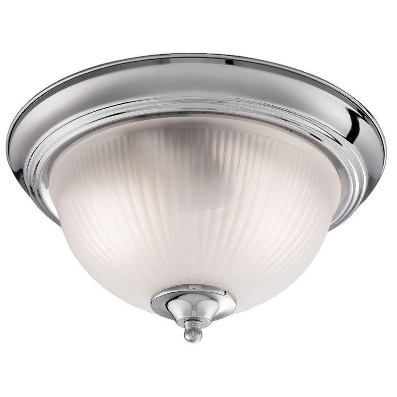 Britalia Antique Brass & Clear Ribbed Glass Bathroom Vintage Round Flush Ceiling Light 290mm | 2 x E14 SES Lamp Bulbs Required (Not Included) | IP44 Rated | Suitable for Outdoor Use