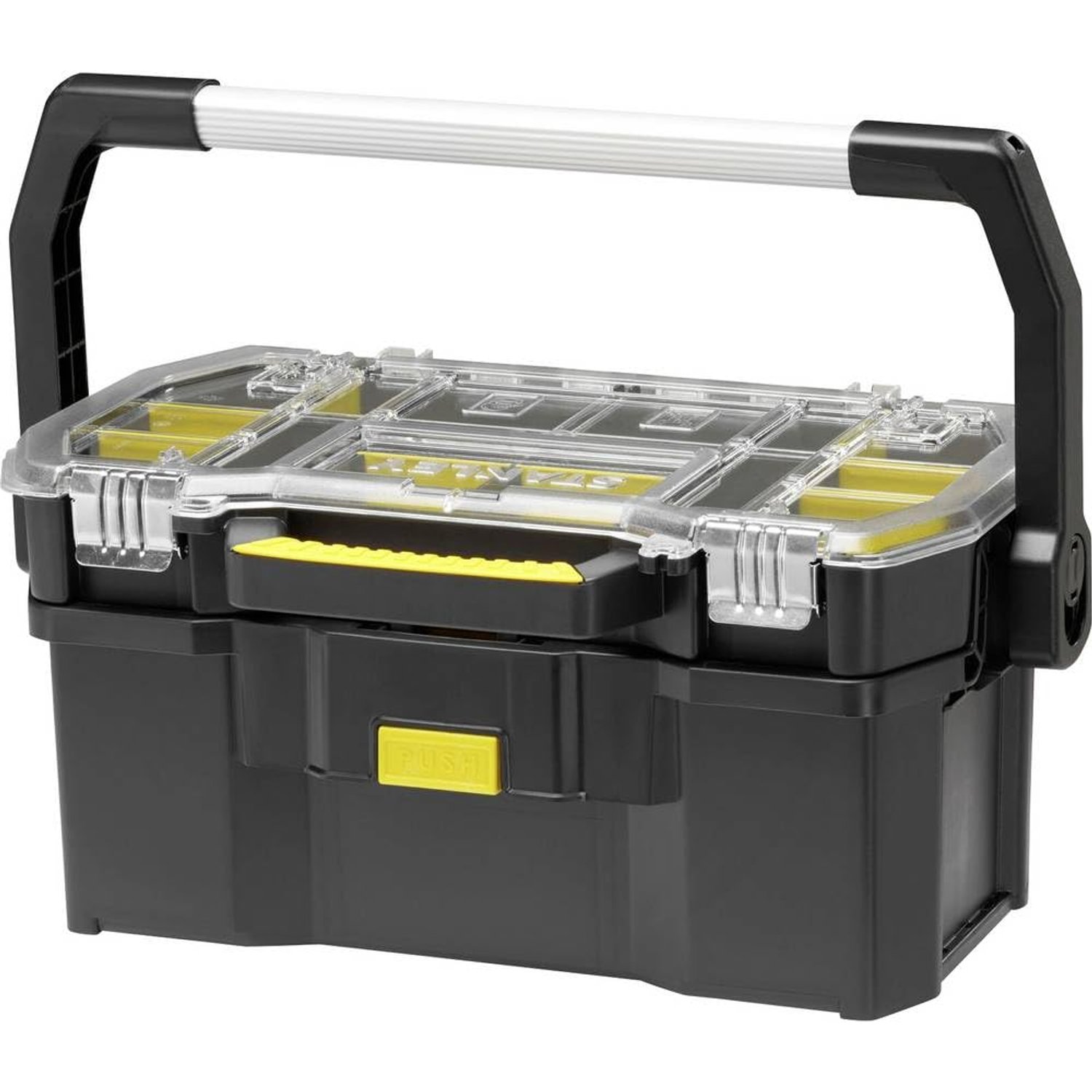 STANLEY Toolbox Tote Plus Storage Organiser, Heavy Duty Metal Latch, Removable Dividers, 19 inch, STST1-70317