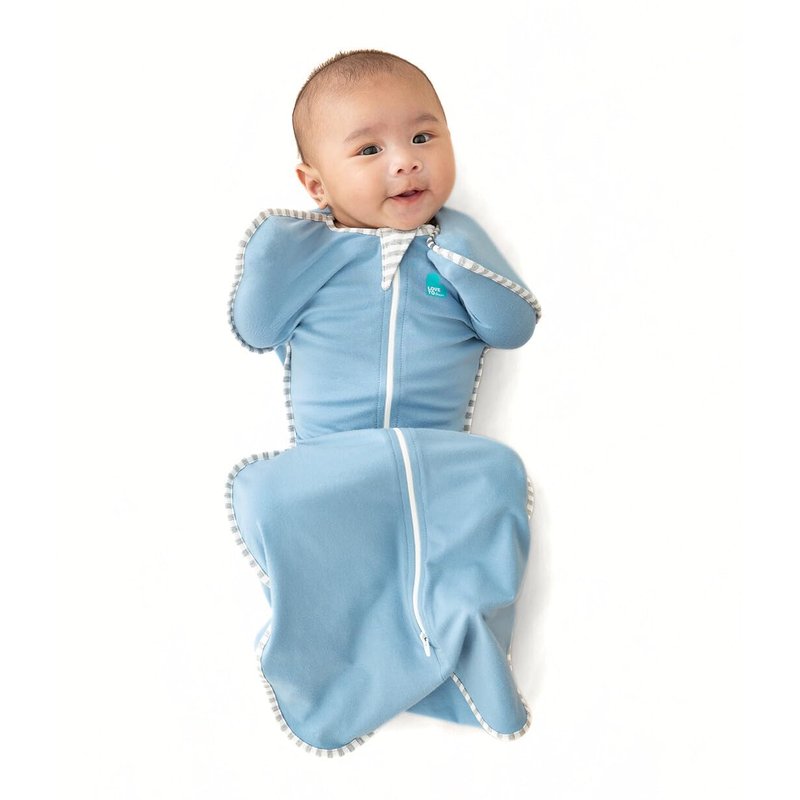Love To Dream™ Swaddle UP™, Small 3.5–6 kg – Blue | Snug Fit, Supports Healthy Sleep Routine | 1.0 Tog Ideal for Spring & Summer (20–24°C) | Machine Washable Cotton & Double Zip