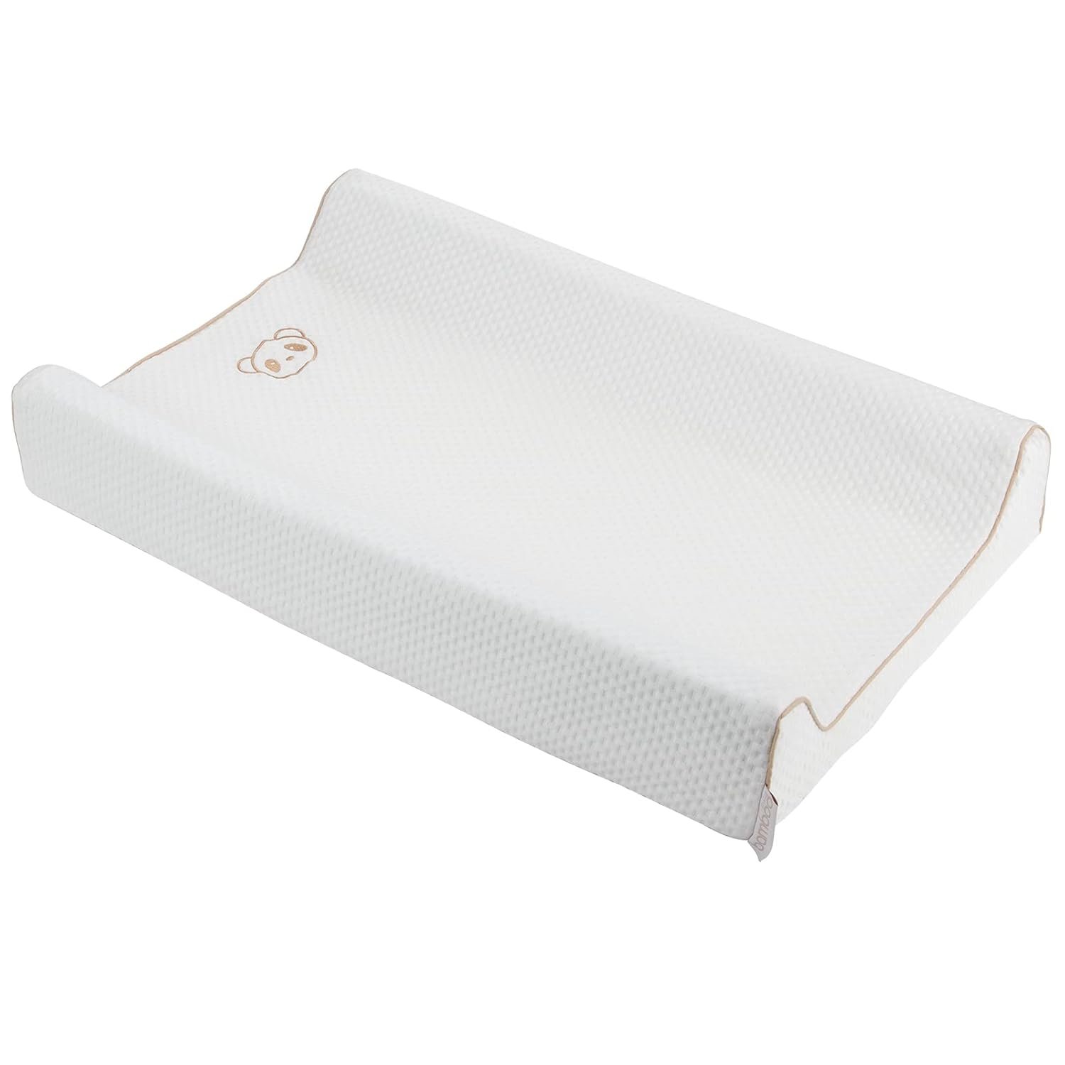 CuddleCo Luxurious Bamboo and Memory Foam Changing Mat - Soft and Supportive Solution for Comfortable Diaper Changes - Natural White