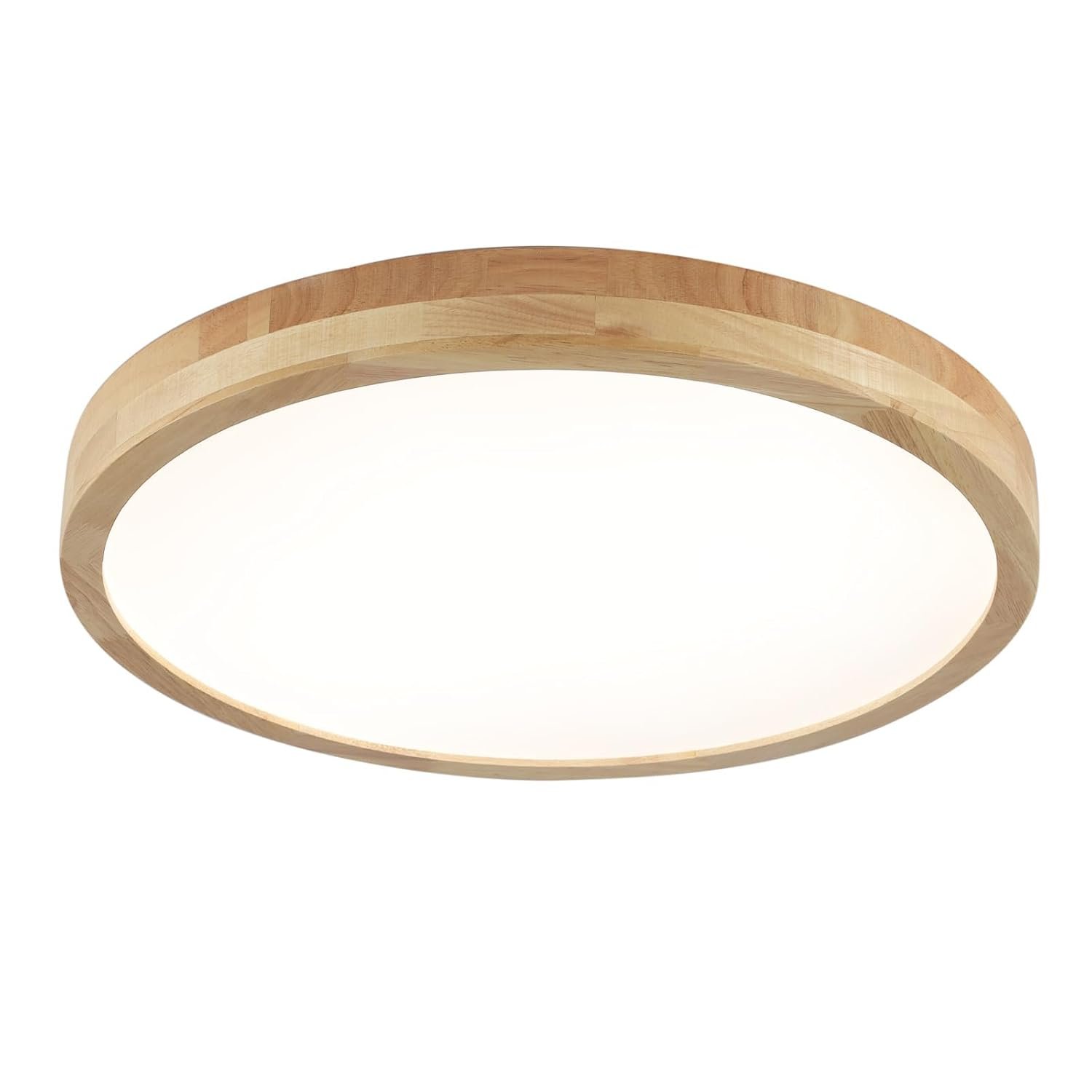 Schindora Wooden LED Ceiling Light,Dimmable with Control,36W Round Wood Ceiling Lights Ø50cm for Living Room Kitchen Dining Room Home Office Children's Room