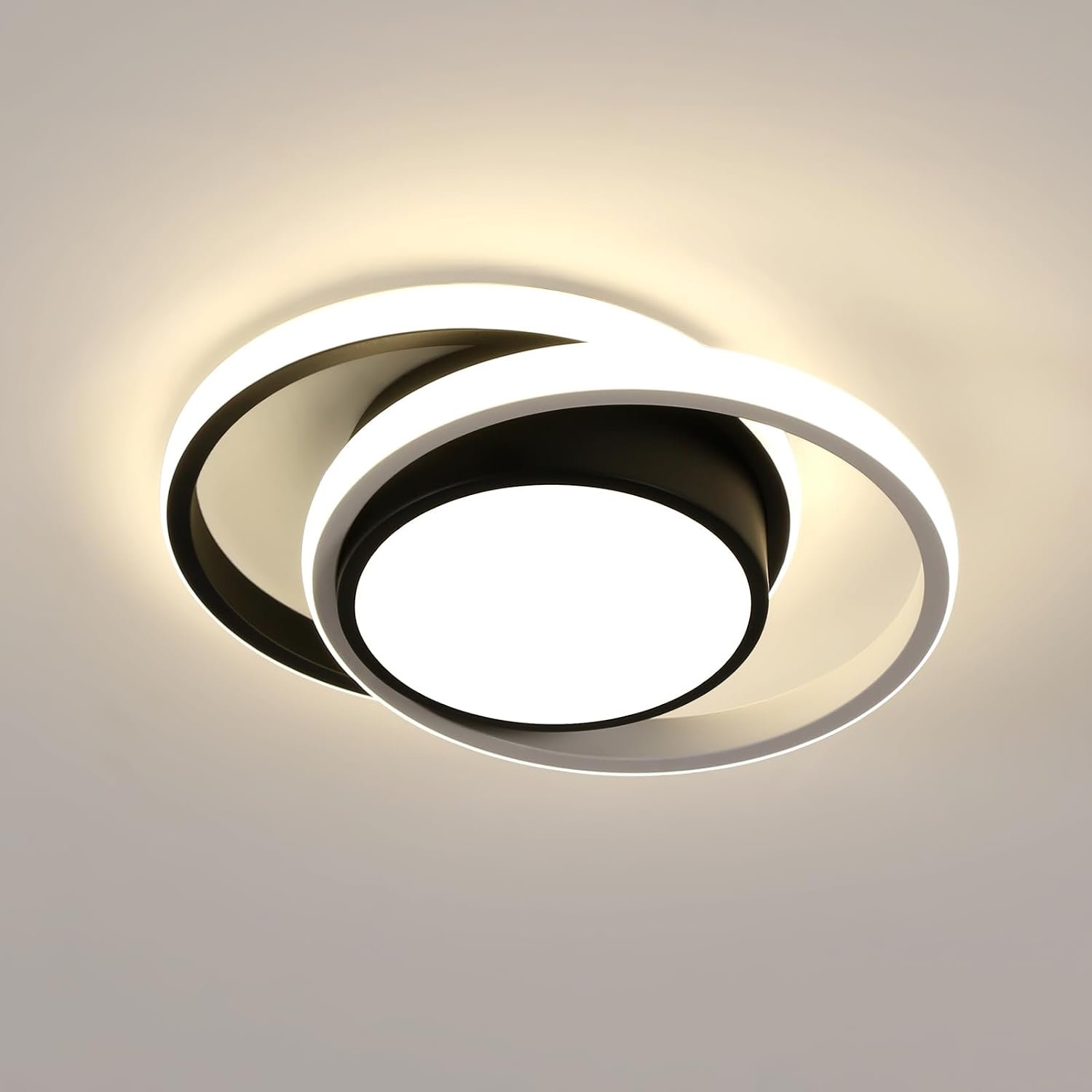 Comely LED Ceiling Lights, Modern LED Ceiling Lights 32W 2350LM, Warm White 3000K, Round Ceiling Lighting for Bedroom Hallway Balcony Corridor (Dia 28cm) (【Black】 Natural Light 4500K, 27cm)