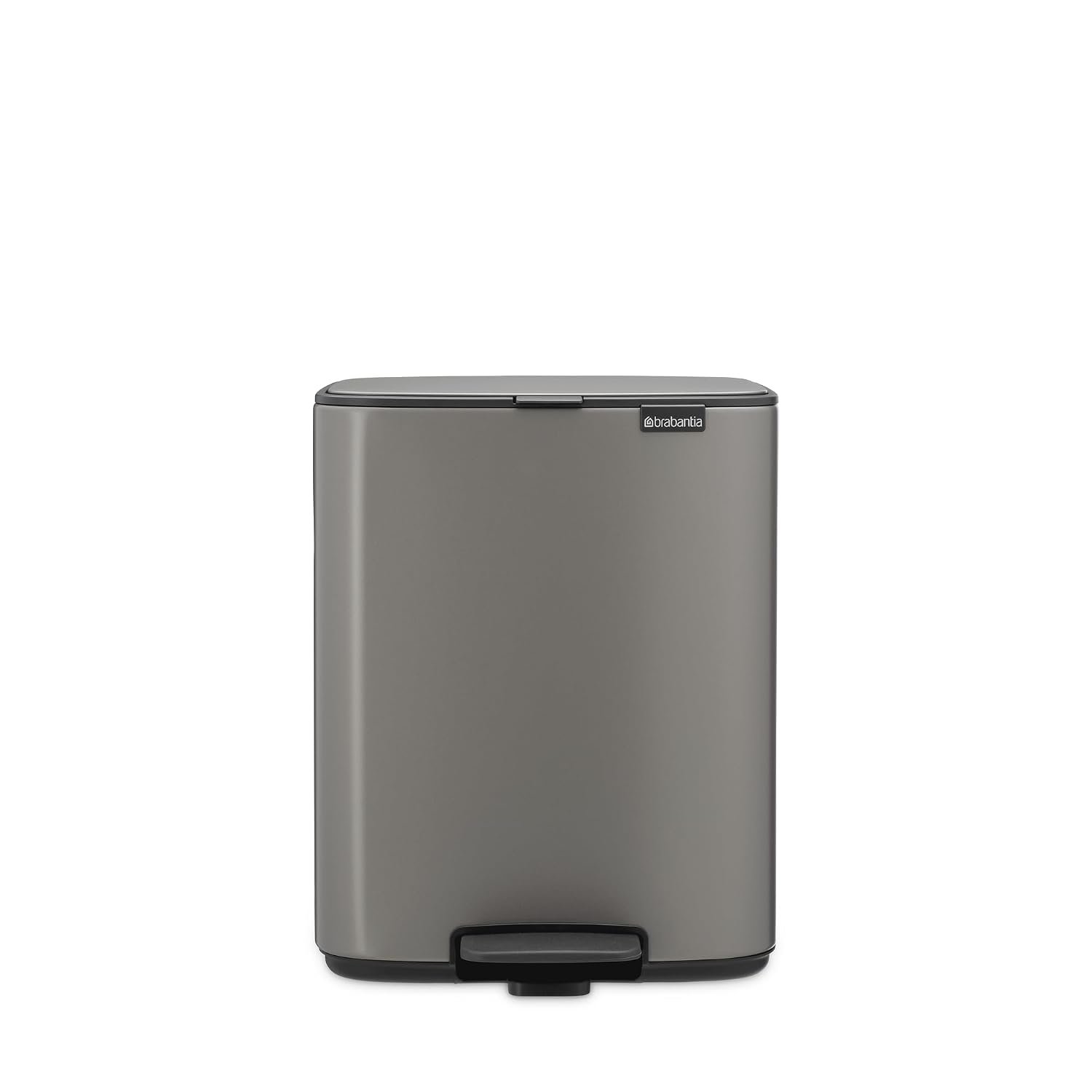 Brabantia Bo Pedal Bin 12L (Platinum), Soft Closing Waste Bin with Light Pedal Operation, Easy to Clean Removable Plastic Inner Bucket with Free PerfectFit Rubbish Bags Included
