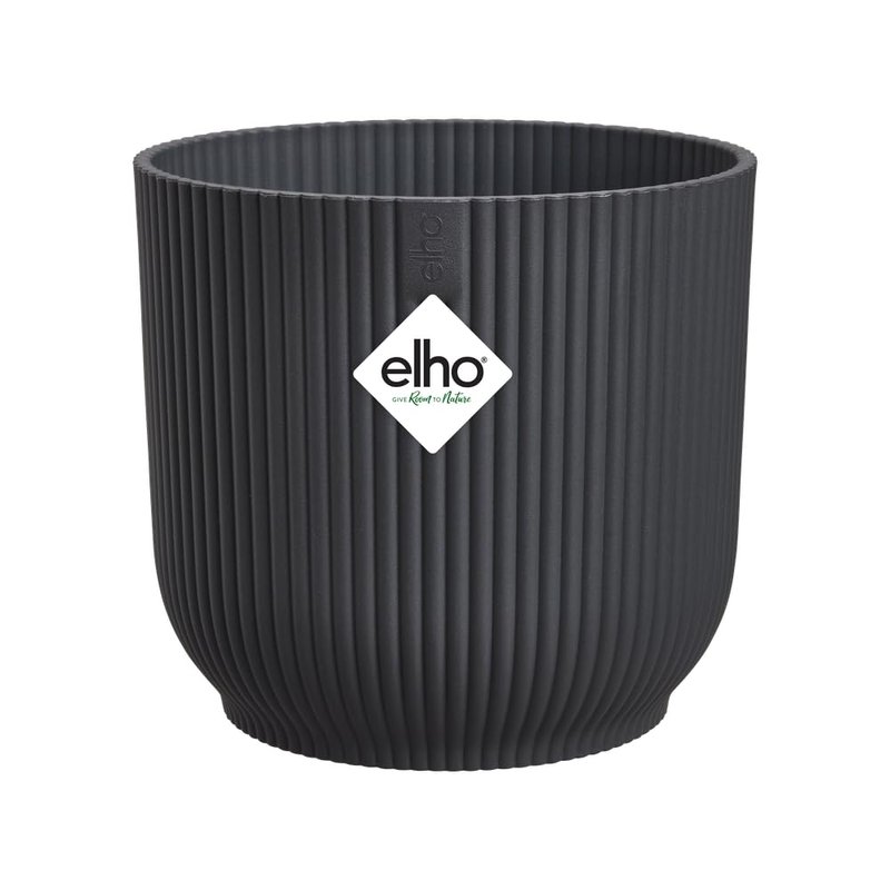 elho Vibes Fold Round 25 - Flower Pot from 100% Recycled Plastic - Indoor plant pot - Ø 25.0 x H 23.0 cm - Black/Anthracite
