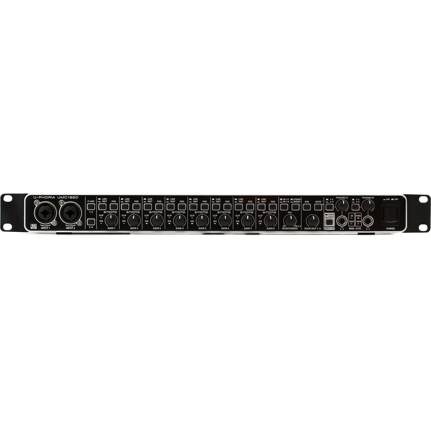 Behringer U-PHORIA UMC1820 USB Audio Interface with MIDAS Preamps, 18x20 I/O, and ADAT Expansion