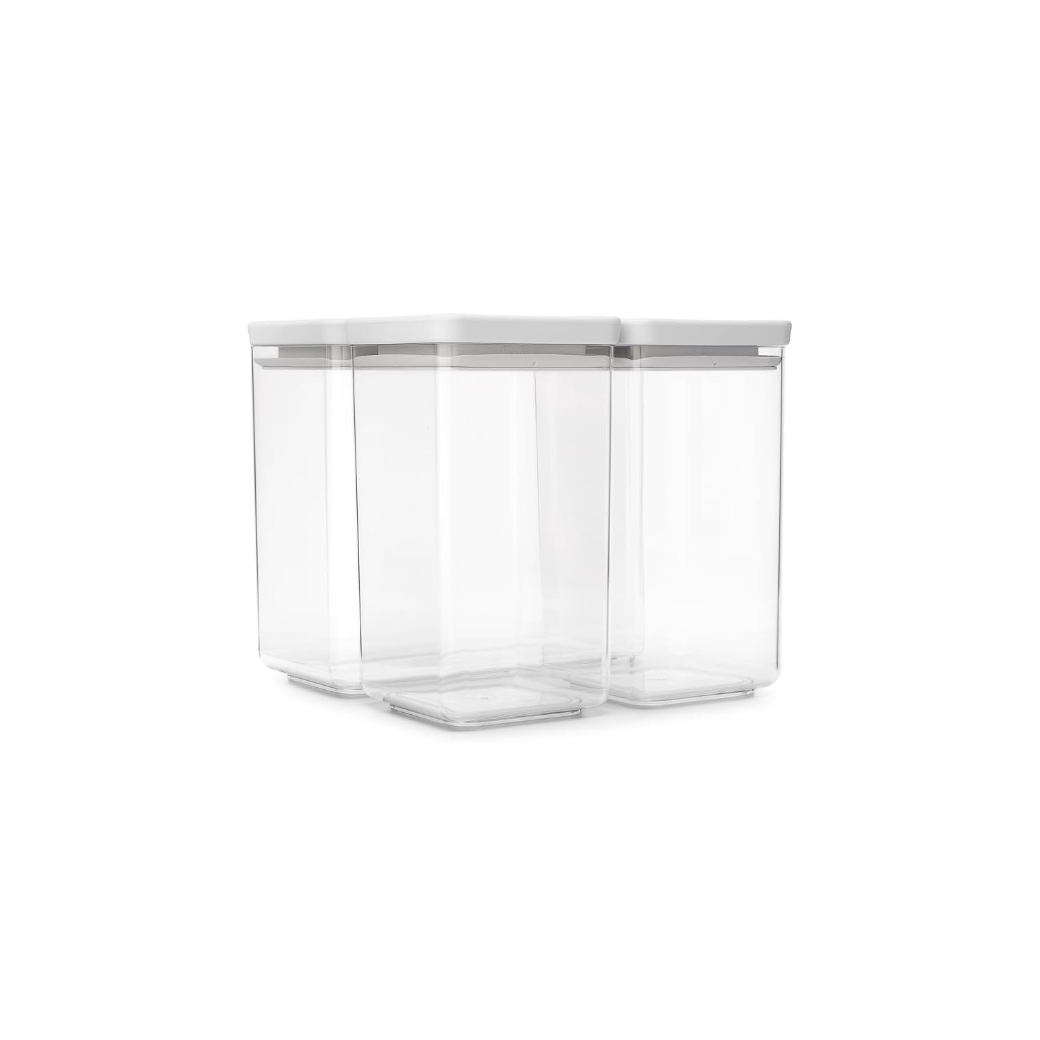 Brabantia Stackable Canister, Set of 3, 2x1,6 Litre and 1x3,5 Litre, Light Grey