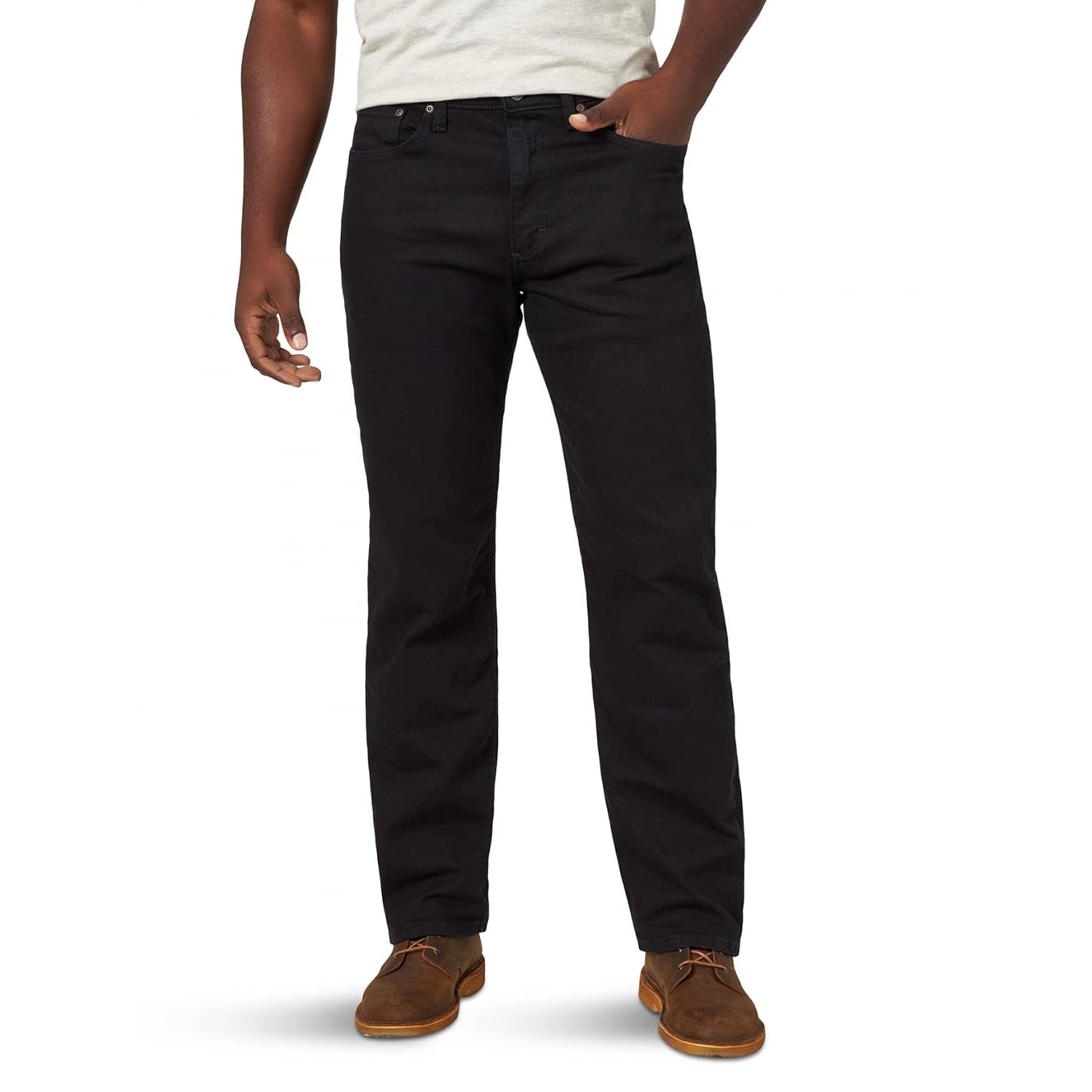 Wrangler Authentics Men's Classic 5-Pocket Relaxed Fit Jean, Black Flex, 33W x 30L