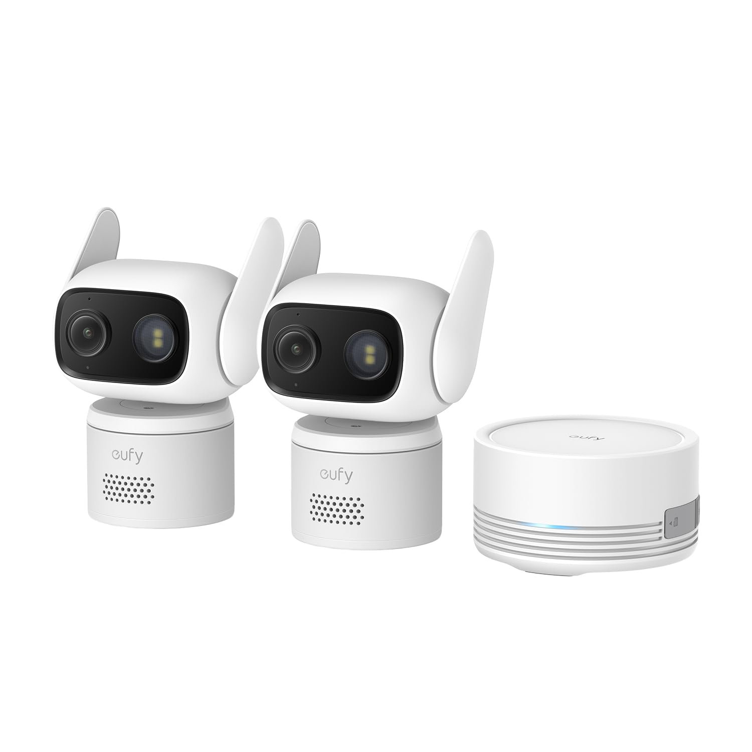 eufy Wired Cam C31 2 Pack with HomeBase Mini, 360° Coverage with Pan-Tilt, Indoor/Outdoor, Dual Antenna, Colour Night Vision, Subscription-Free, AI People/Vehicle/Pet/Crying Detection, 24/7 Recording