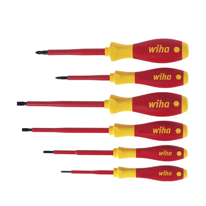Wiha VDE SoftFinish Slotted/ Pozi Screwdriver Set 25477 (6 Pieces)