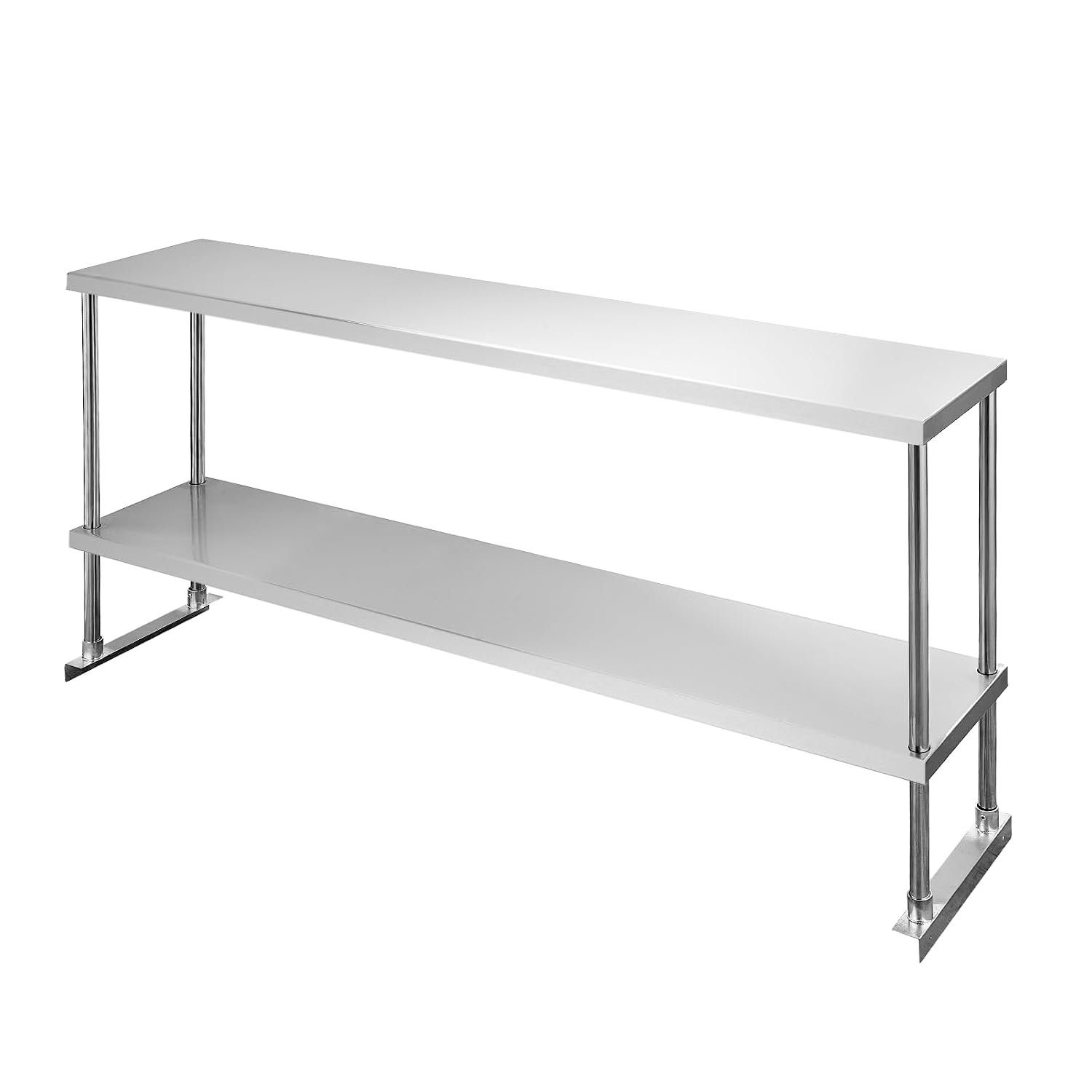 Hally Double Overshelf of Stainless Steel 12'' x 60'' Weight Capacity 400lb, NSF Commercial 2 Tier Shelves for Prep & Work Table in Restaurant, Home and Kitchen