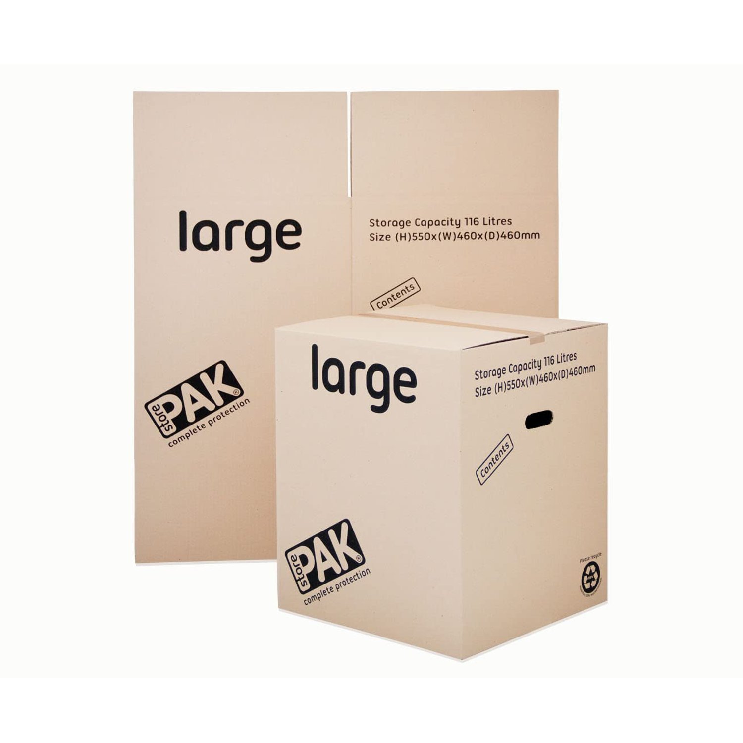 StorePAK Large Storage Moving Boxes with Handles - (Pack of 7) - 116 litres - 100% Recyclable - H 55 x W 46 x D 46 cm - Large, brown