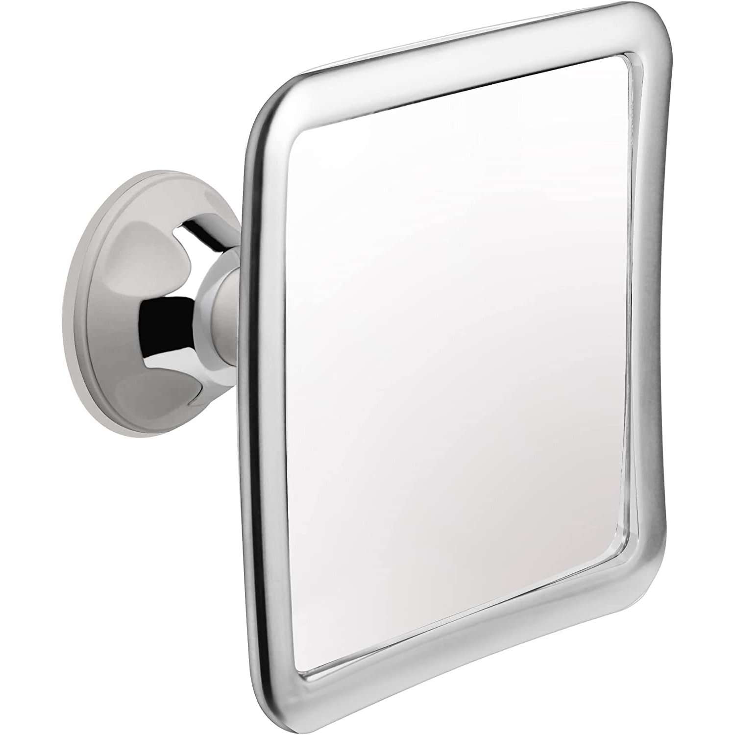 MIRRORVANA Fogless Shower Mirror for Shaving with Upgraded Suction-Cup, 1X Magnifying, 6.3 x 6.3 Inch (Chrome Frame, Grey Suction), MVSF63CHGR1X