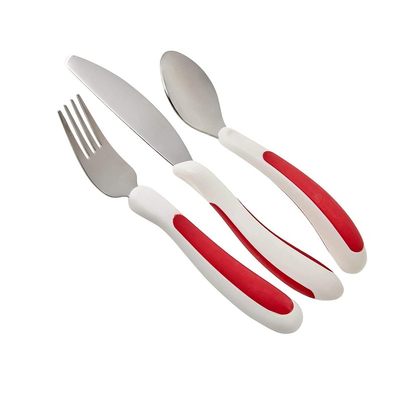 NRS Healthcare M99680 Red/White Kura Care Adult Cutlery Set