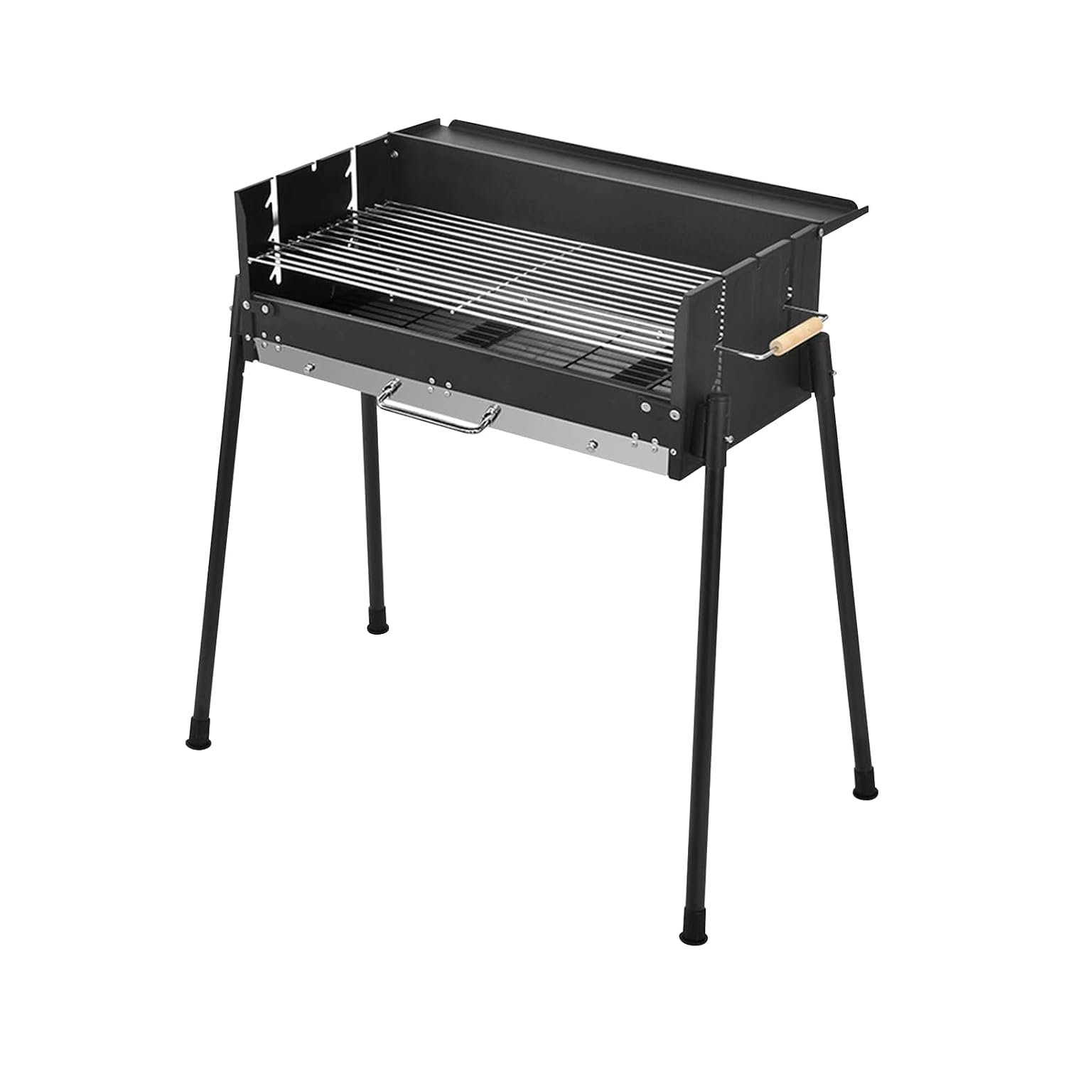 Ergocar Charcoal Barbecue Grill - Foldable No Assembly Required Thickened Stainless Steel Windproof Three-Level Temperature Control, Built-In Seasoning Tray, Suitable For Five Or More Persons