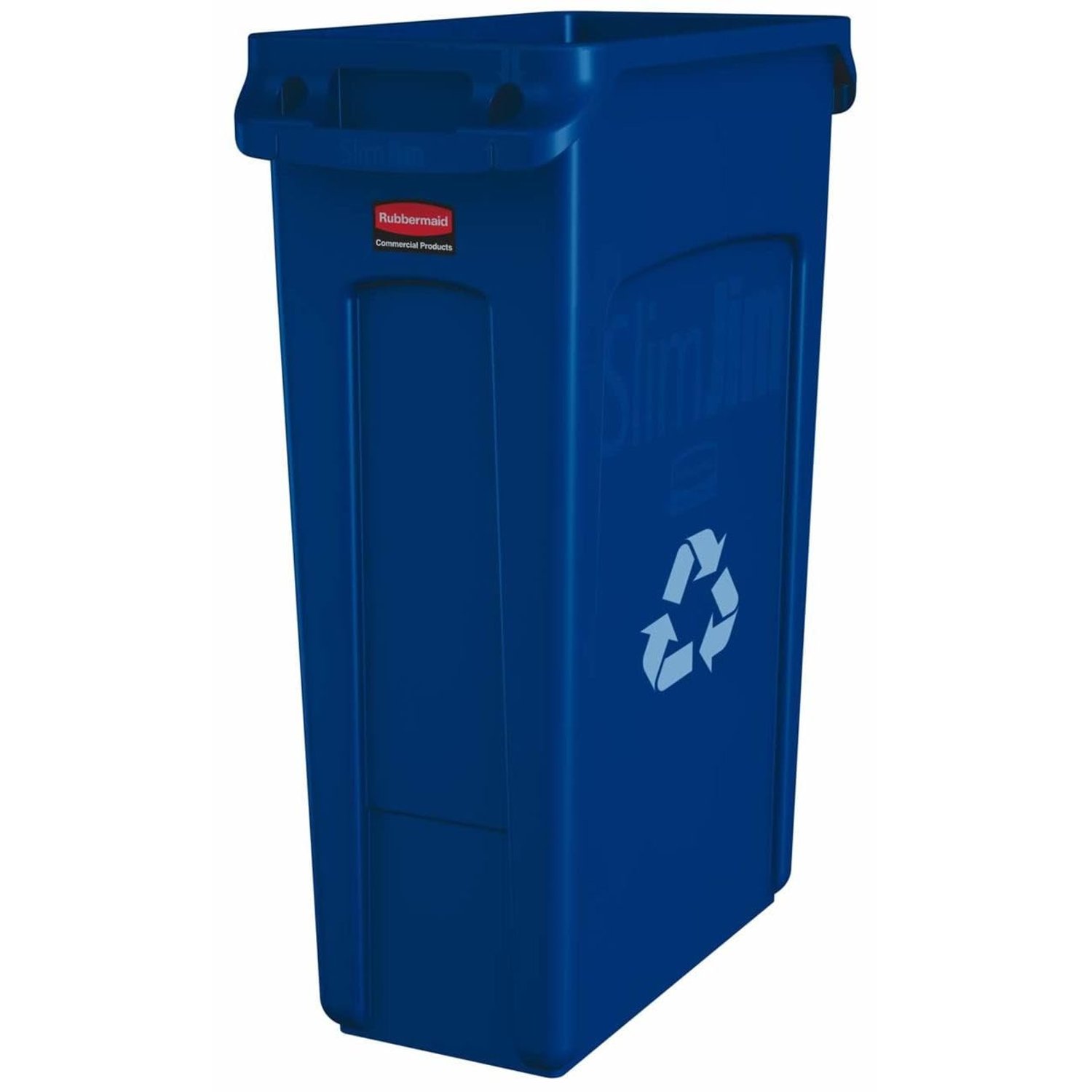 Rubbermaid Commercial Products Slim Jim Vented Container | Tall Plastic Recycling Waste Bin for Kitchen & Office Areas | 87 l, Blue