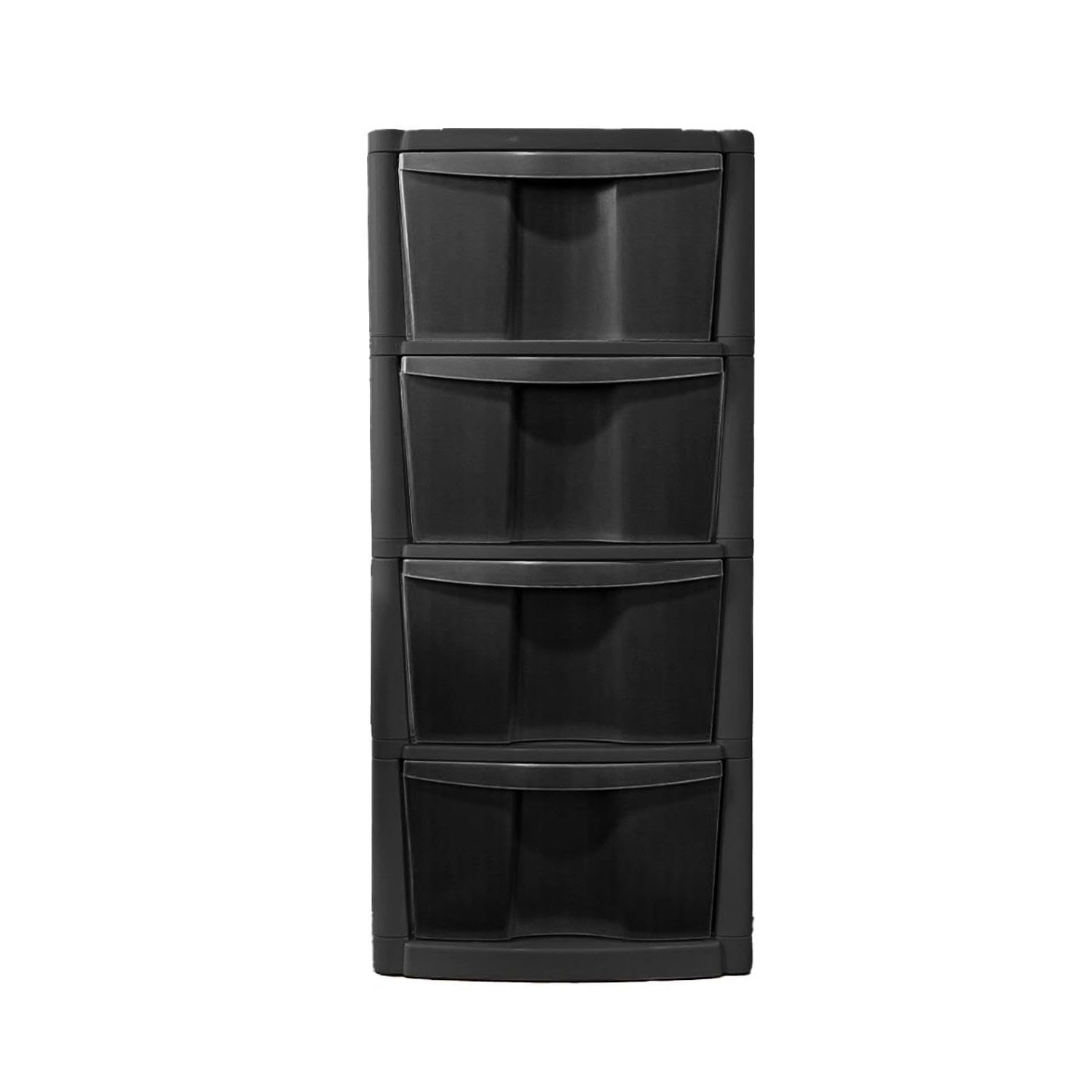 simpa Large Black Plastic 4 Drawer Modular Storage Tower Chest Unit - Flat Packed DIY Assembly. Instructions Provided.