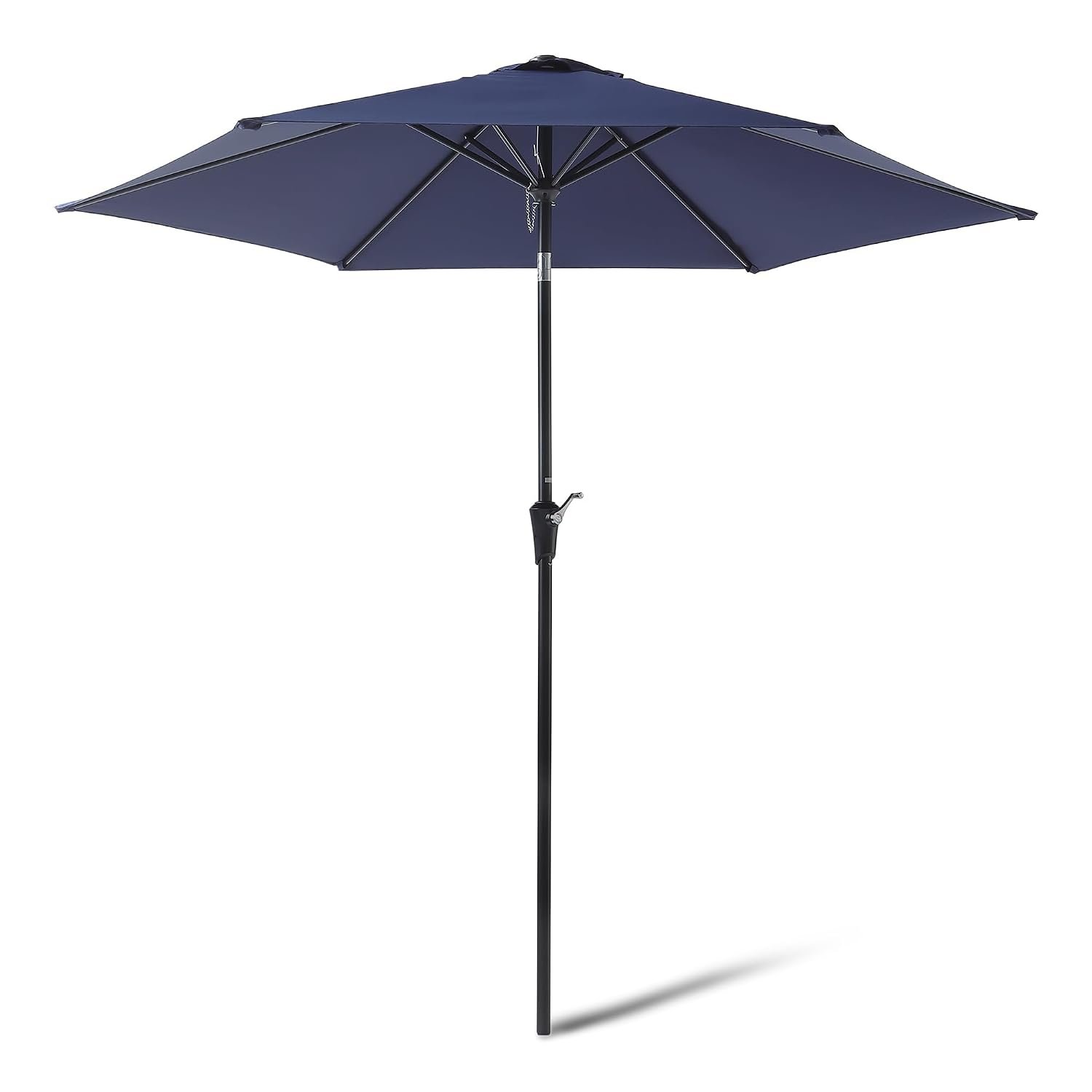 Amazon Basics Garden Parasol, Patio Umbrella with Crank Lift Push-Button Tilt, Aluminium Pole Steel Ribs, 3.1m, Navy