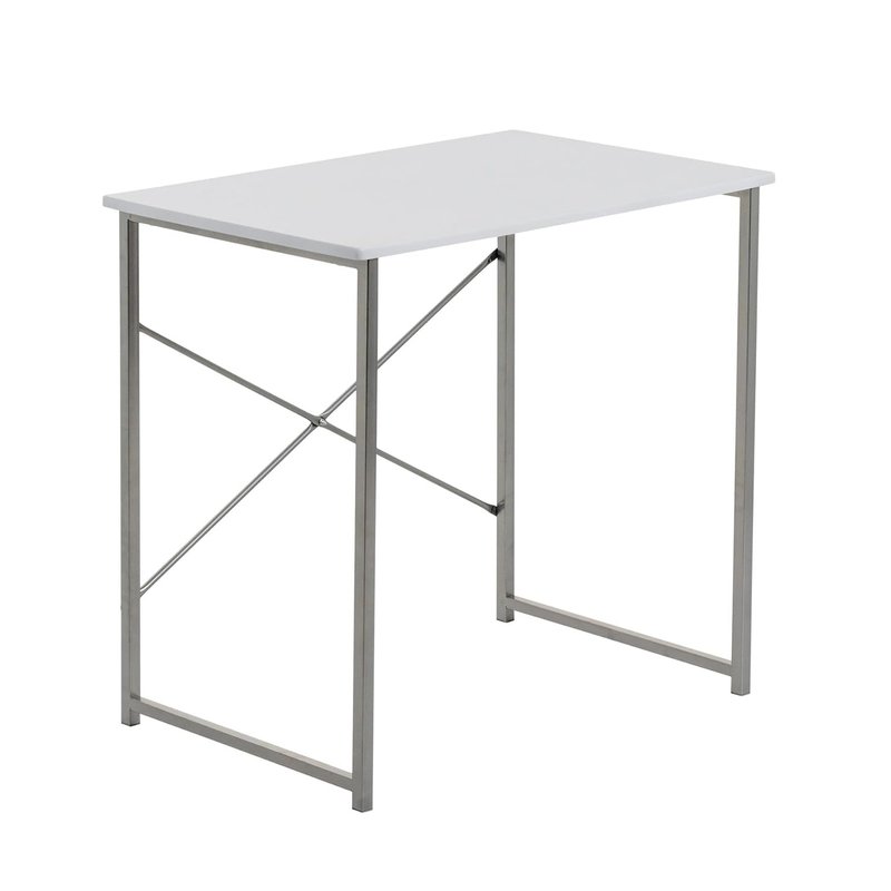 Harbour Housewares Industrial Office Desk - 80cm - White - PC Computer Workstation Contemporary Laptop Durable Tubular Steel Compact Wooden Office Desk for Study