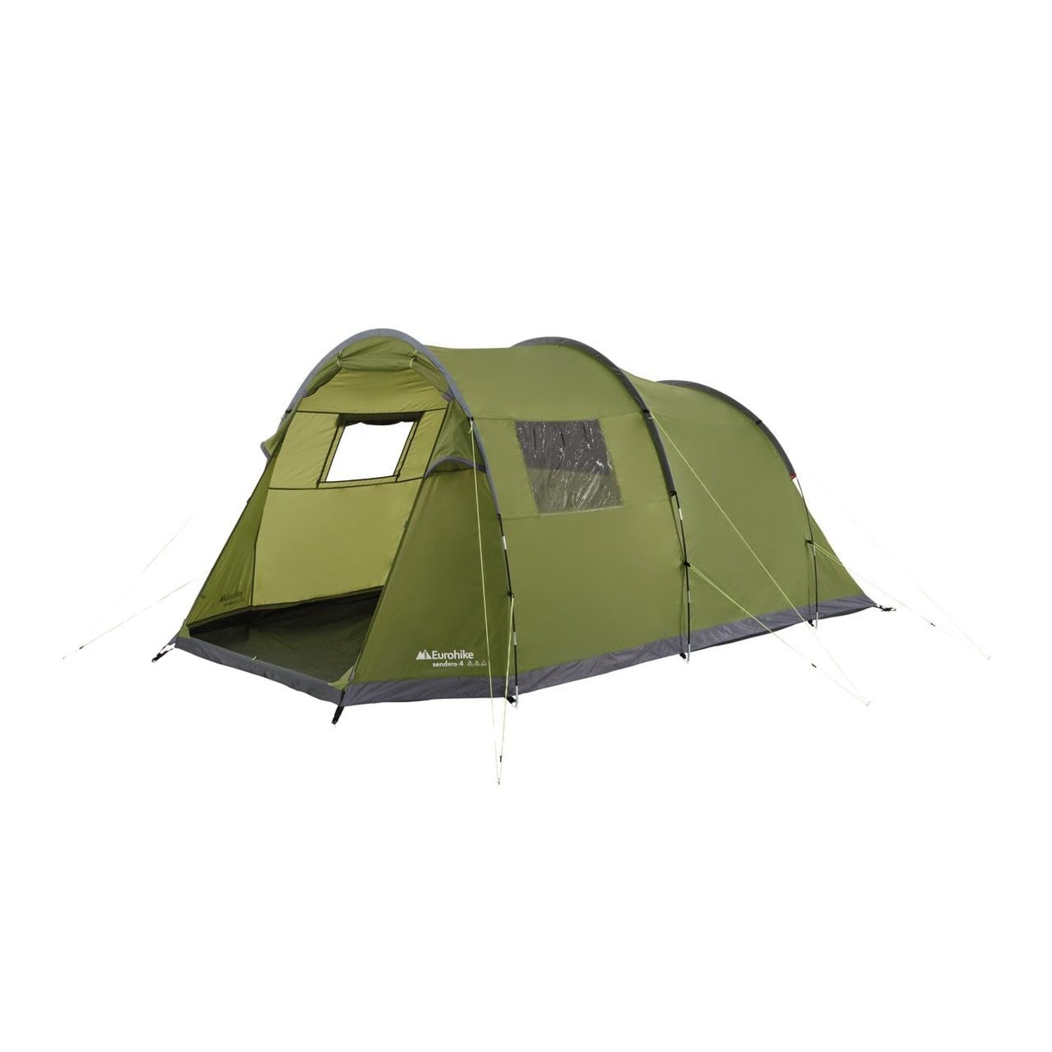 Eurohike Sendero 4 Man Tent with Porch & Spacious Living Area, 4 Person, Waterproof, Easy to Pitch, Tunnel Design, Ideal for Family Camping Trips & Festivals, 2000mm HH