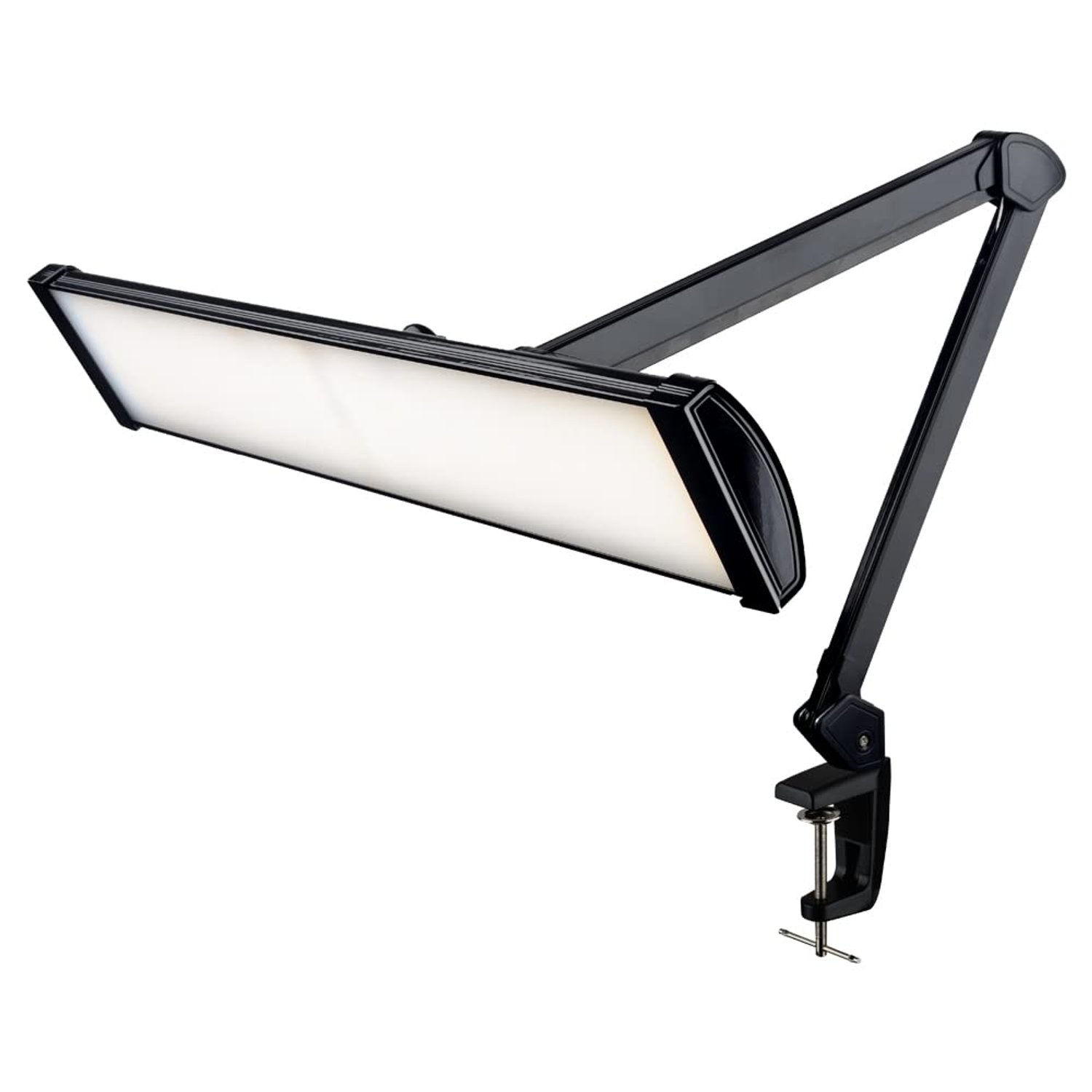 Neatfi 3,500 Lumens LED Desk Lamp – 45W Dimmable Task Light | 3 Light Modes | 540 SMD LEDs | Touch Control | 66cm Wide Metal Shade | Reading, Craft, Workbench & Office (Black, CCT with Clamp)
