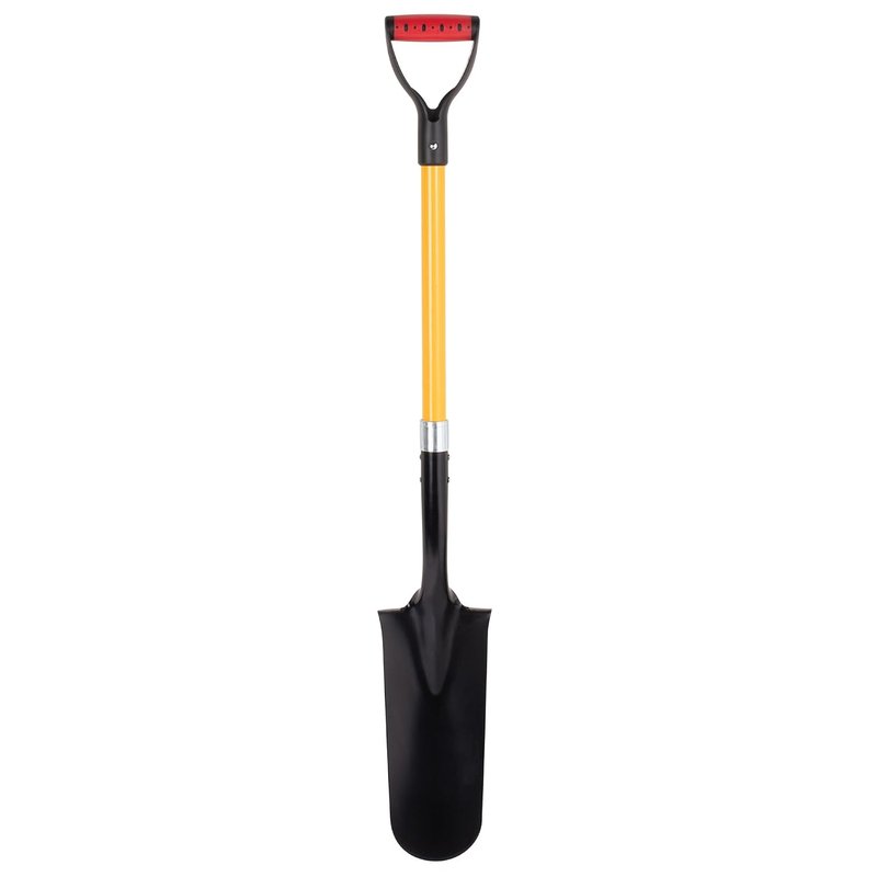 Hardys Drainage and Fence Post Spade 1150mm - Fibreglass & Carbon Steel Newcastle Style Grafting Post Hole Spade with Tapered Head - Yellow Heavy Duty Site Shovel - 160 x 360mm