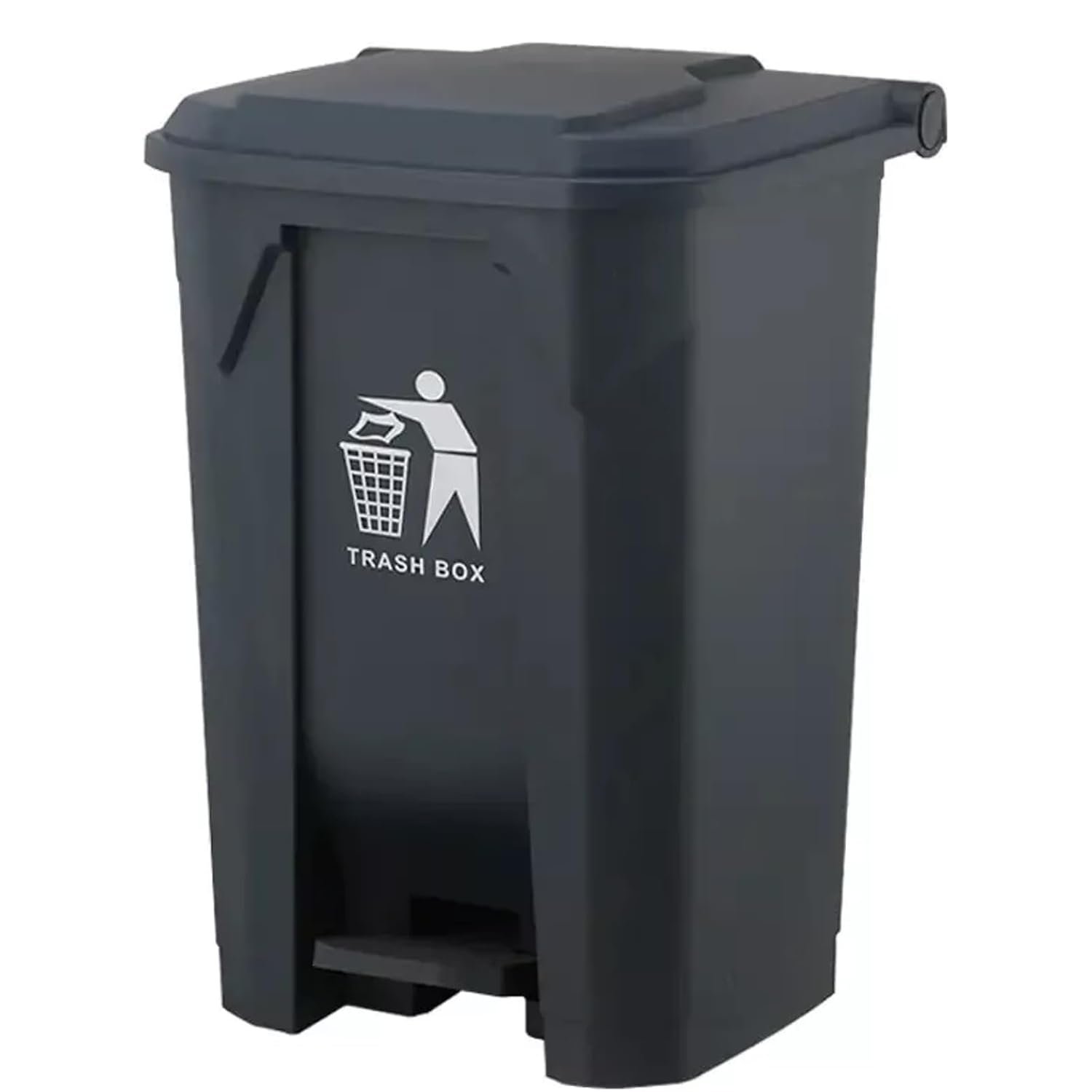 DUAS 30/50/80L Pedal Bin – Large Recycling & Rubbish Dustbin for Kitchen, Home & Office – Durable Plastic Waste Trash Bin with Foot Pedal & Lid (Black, 80L)