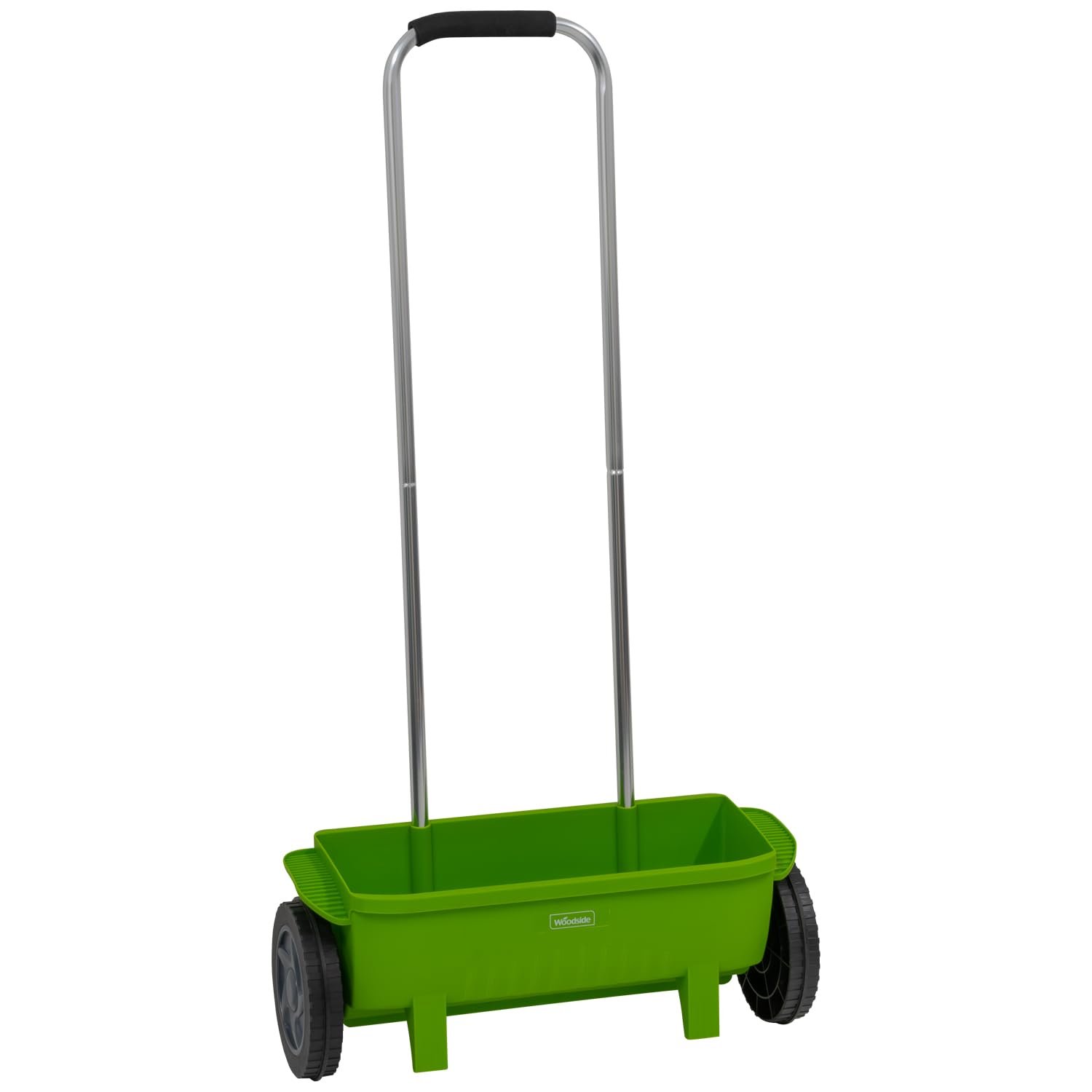 Woodside 10 Litre Lawn & Grass Seed Spreader for Granular Fertiliser and Lawn Treatments, Adjustable Flow Rate, 110cm Handle Height