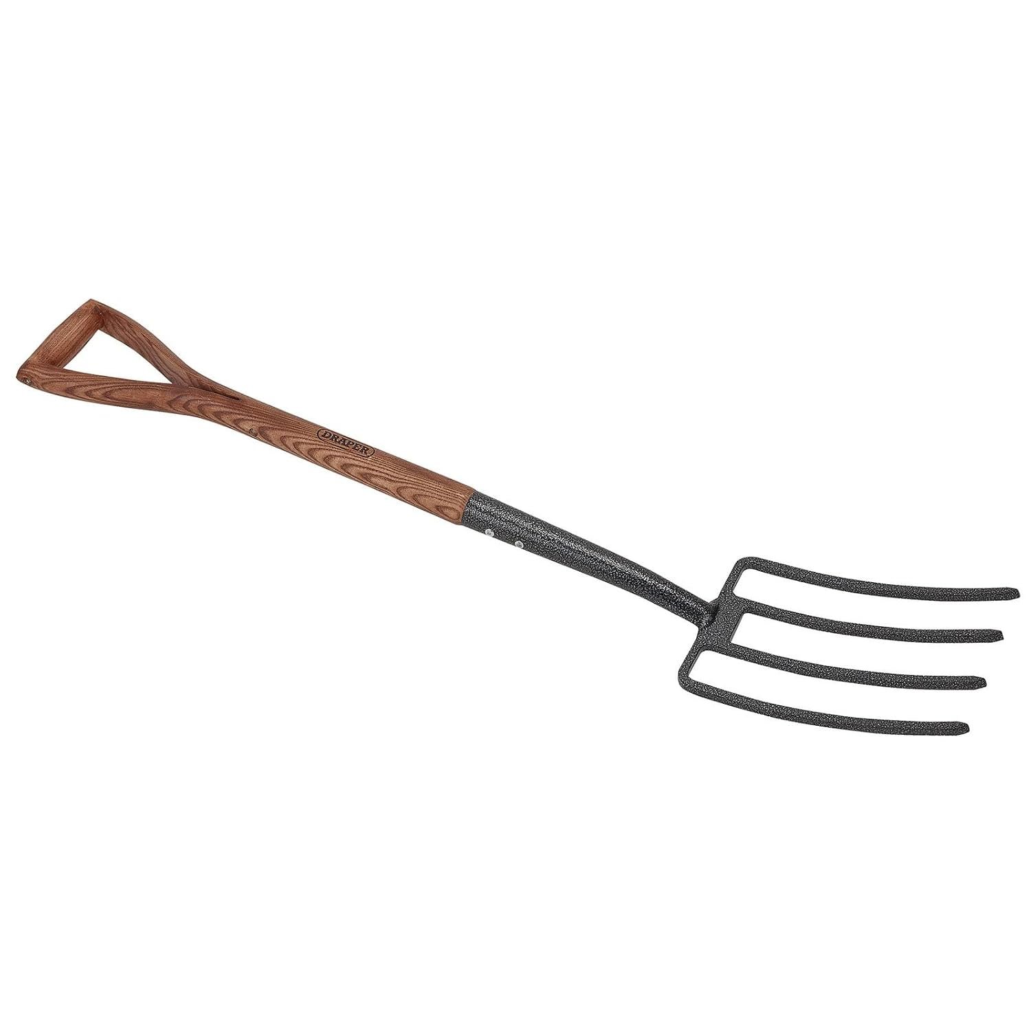 Draper DRA14301 Carbon Steel Garden Fork with Ash Handle, Black