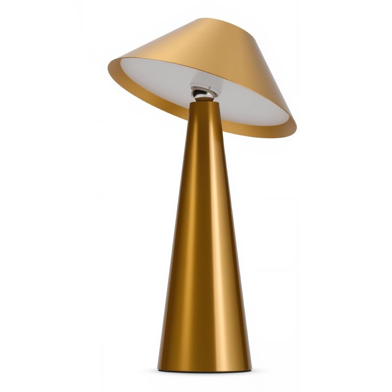Bojim Gold Mushroom Table Lamp LED Touch Battery Operated USB Rechargeable Swivel Head for Home, Modern Brass Lamps Portable Wireless Bedside Reading IP54 Waterproof Cordless Outdoor Garden Kitchen