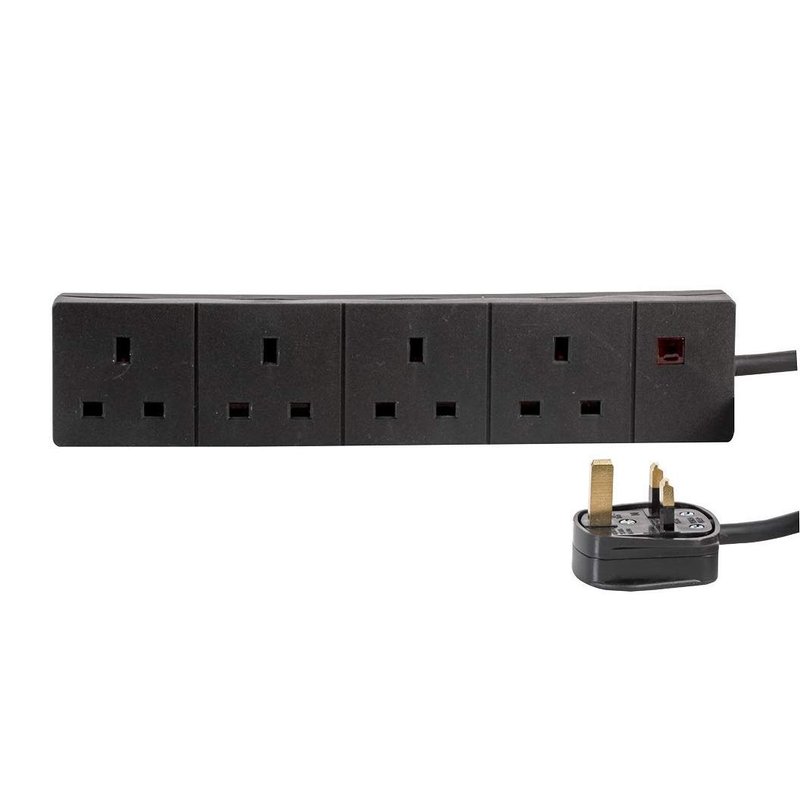 Best Price Square EXTENSION LEAD 4 GANG 15M BLACK BPSCA 9988B-15M - PL13985 By PRO ELEC