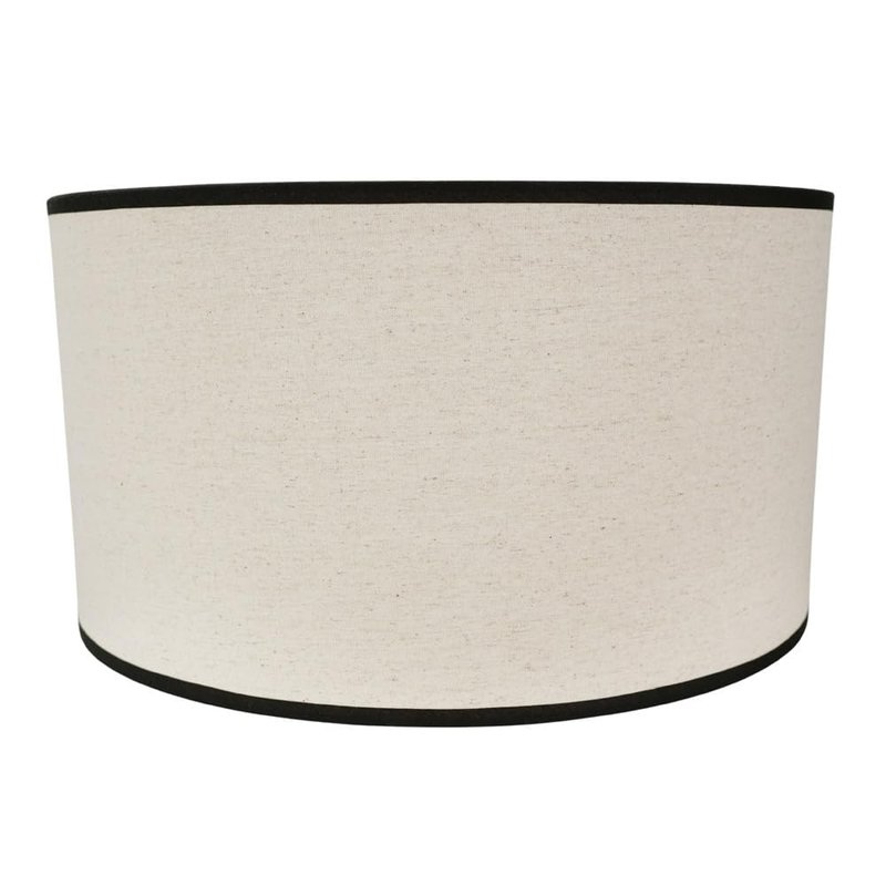 ValueLights | Large Easy Fit Natural Linen Drum Light Shade with a Black Trim Bedroom Hallway Lampshade | Shades, Home Décor & Improvement Essential | 450mm Shade Width