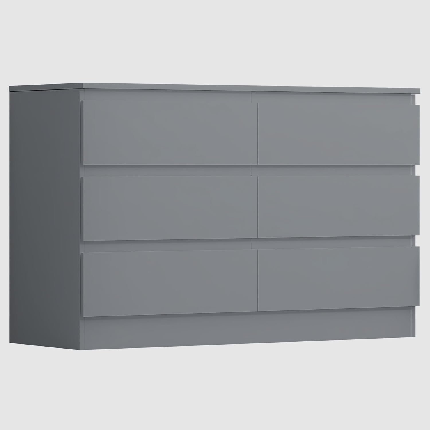Nera 6 Drawer Chest of Drawers Wood, Dresser Drawers for Bedroom Furniture Storage Unit Drawers for Clothes (Matt White)