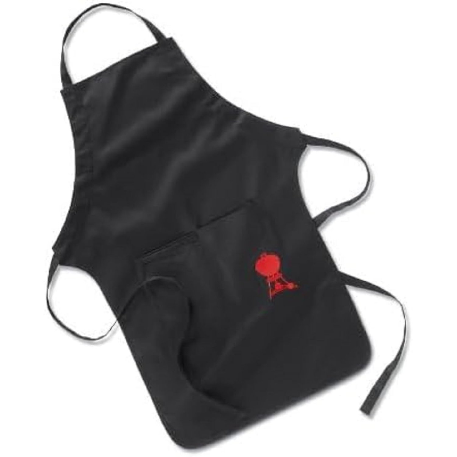 Weber Grill Apron - Long, with red Weber Kettle Logo, Size adjustable at Neck, protects Clothing from Stains, 100% Cotton, machine washable - Black (6474)