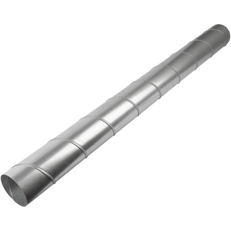 Repa Market Ø 4" Inch / 100 mm - 45" Inch / 1.15m Long Round Spiral Galvanized Steel Air Duct - Straight Rigid Dryer Vent Hose Extension, Warm Air Exhaust, Threaded Metal Duct