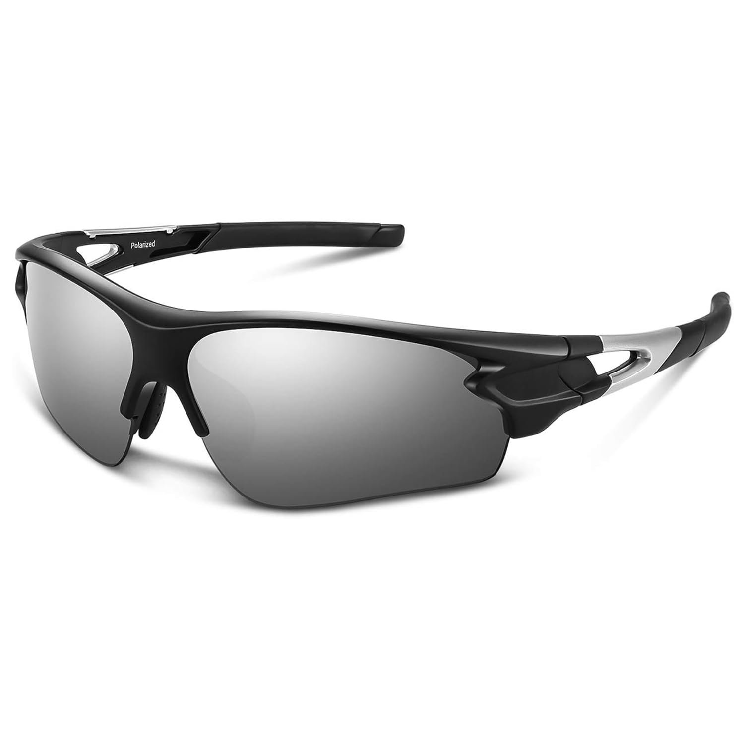 BEACOOL Polarized Sports Sunglasses for Men Women Youth Running Cycling Hiking Baseball Golf Fishing Driving Motorcycle TAC Glasses UV400 Protection,Black Sliver