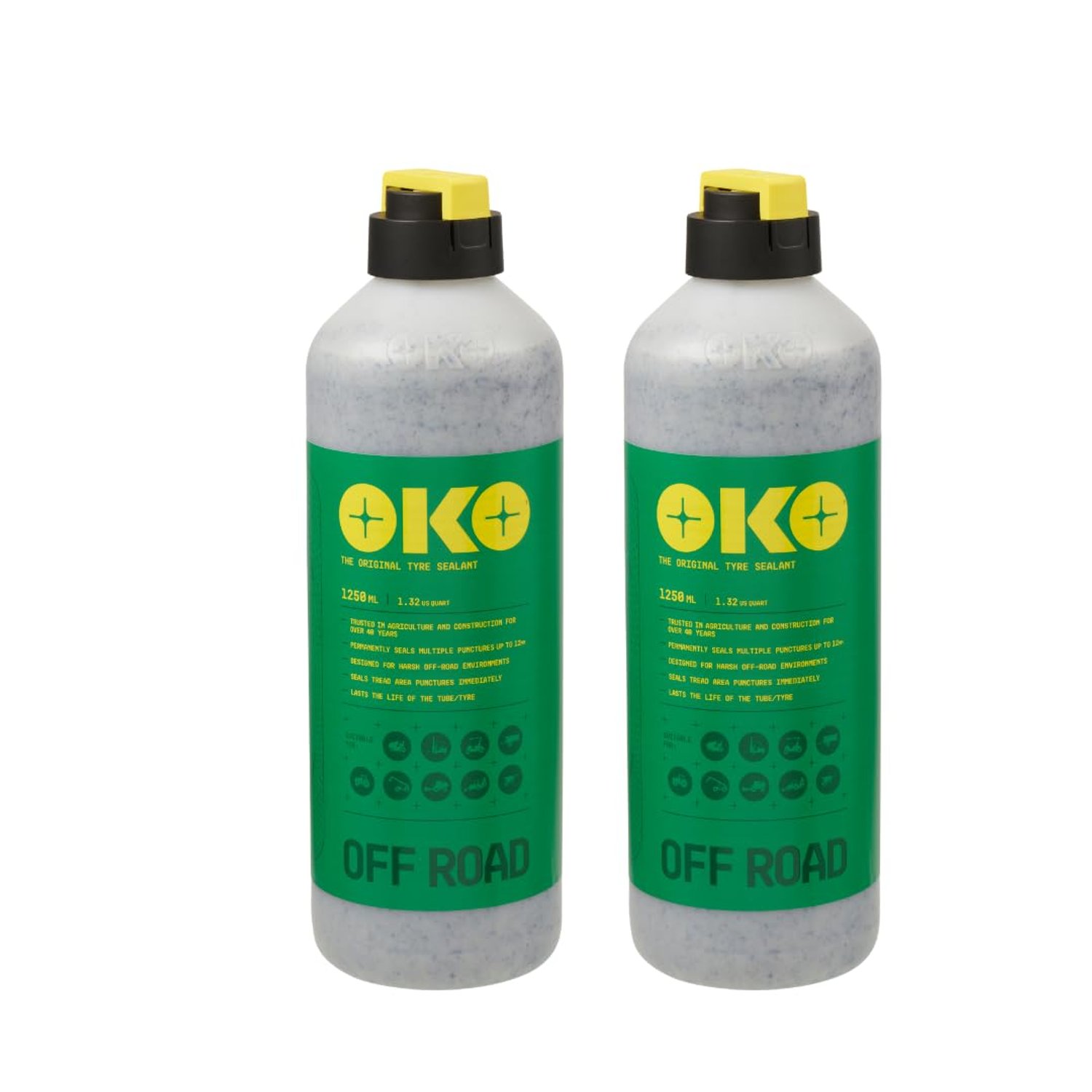 OKO Off-Road Tyre Sealant 1250ml 2 Pack – Heavy-Duty Puncture Protection for Tractors & Industrial Vehicles – Seals Up to 12mm – Long-Lasting, Non-Corrosive – Tubeless & Inner Tube Tyres