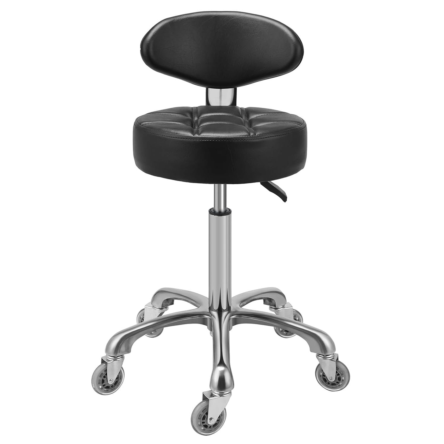 Kaleurrier Rolling Stool Chair with Smooth-rolling Dual-wheel casters,Comfortable Cushioned Backrest, Swivel Seat, Heavy Duty Hydraulic Height Adjustable,Sturdy and Durable