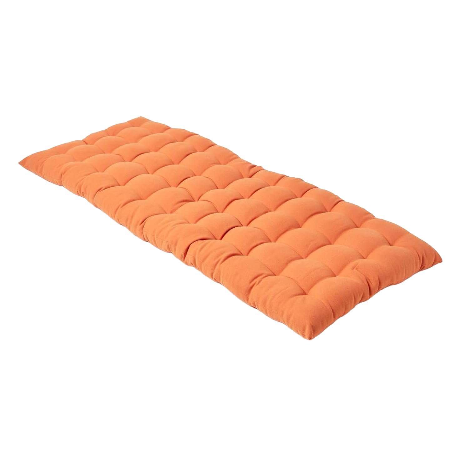HOMESCAPES Burnt Orange Garden Bench Cushion 2 Seater Seat Pad for Patio Furniture Kitchen or Dining Bench Indoor & Outdoor Use Comfortable 100% Cotton Modern Tufted Style Thick Cushion 108cm Wide