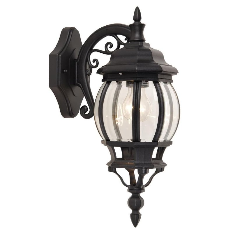 Britalia Black & Clear Glass Outdoor Vintage Down Coach Orb Lantern Wall Light | IP44 Rated | 45cm Height | 1 x ES E27 Lamp Required | Garden - Patio - Driveway | UK Approved | Aluminium