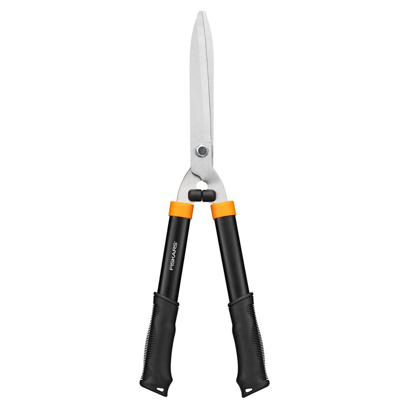 Fiskars Solid Hedge Shears HS21, Bush and Hedge Trimming, Length 59cm, Hardened Steel Blade/Soft-Touch Grip Plastic Handle, Black/Orange, 1026827
