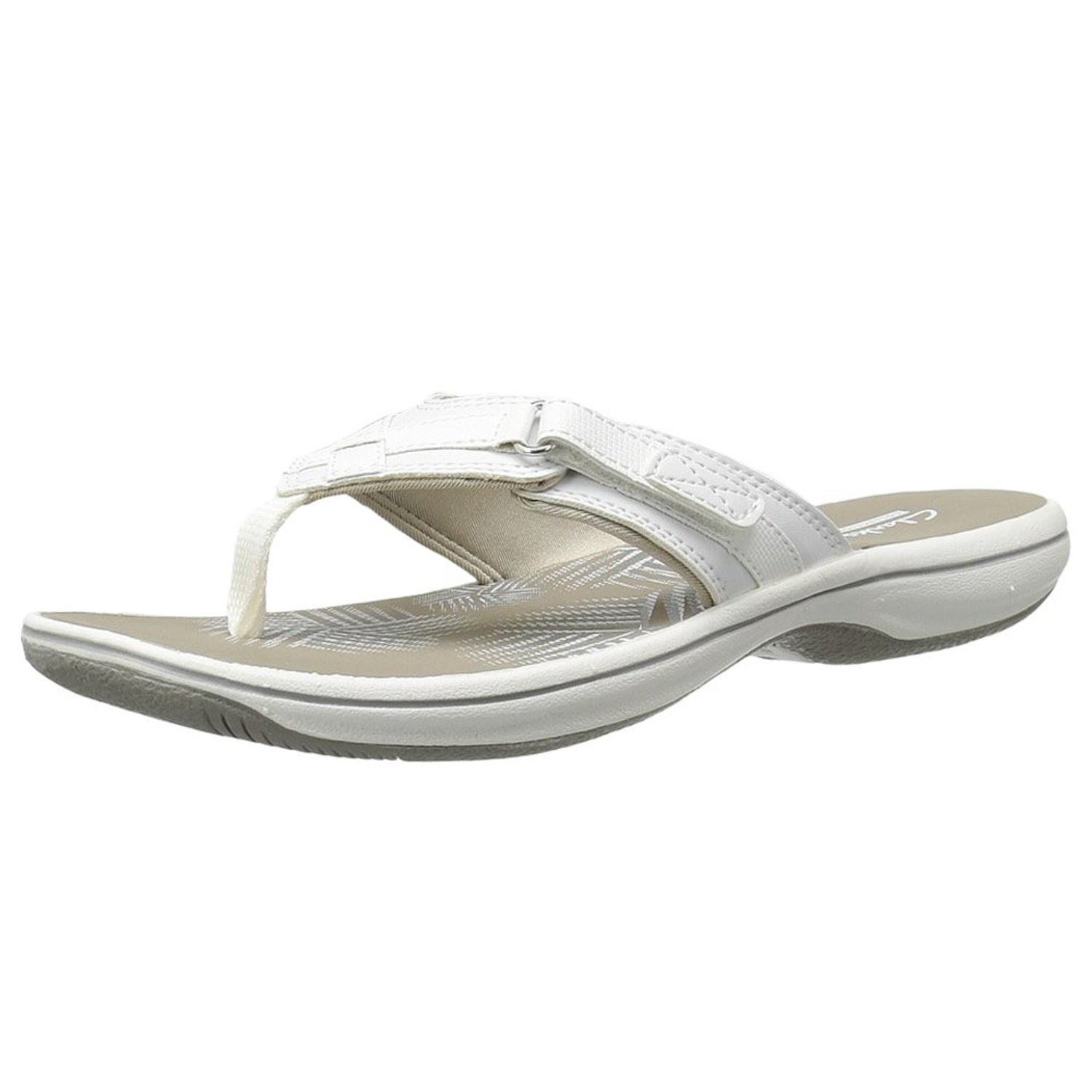 Clarks Women's Brinkley Sea Flip Flops, White White Synthetic, 8 UK