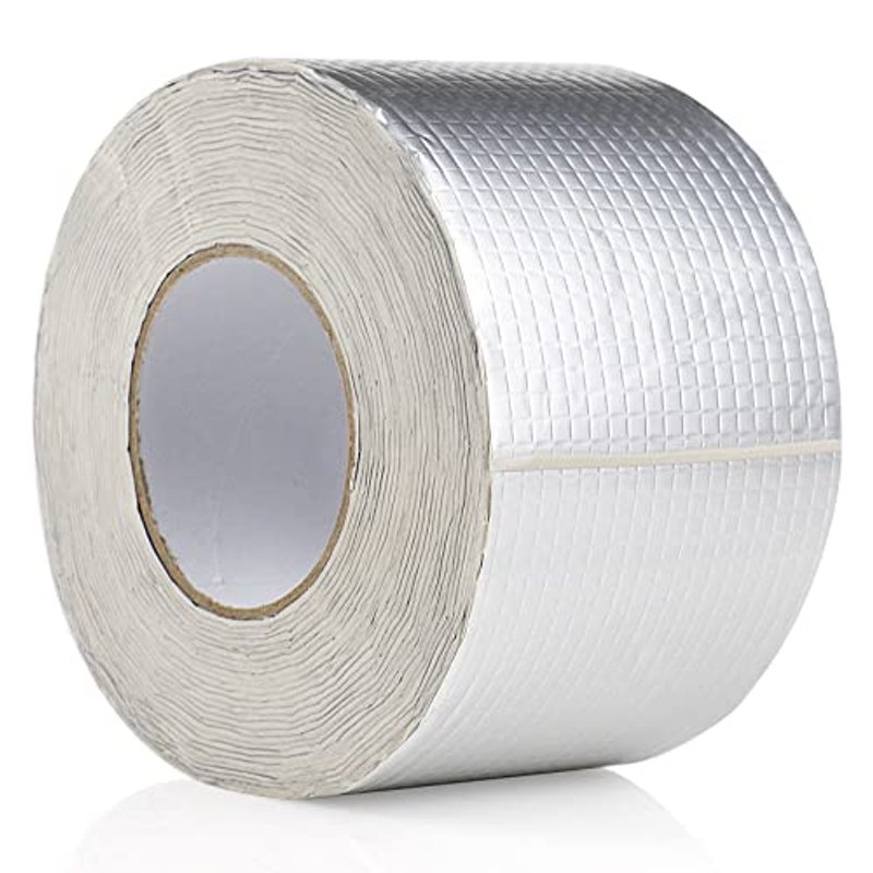 BOMEI PACK Waterproof aluminum foil butyl tape Roof leak repair tape 100mm x 10m,1.5mm strong rubber self adhesive window crack,duct holes leaks sealant bonding tape,1 roll single side