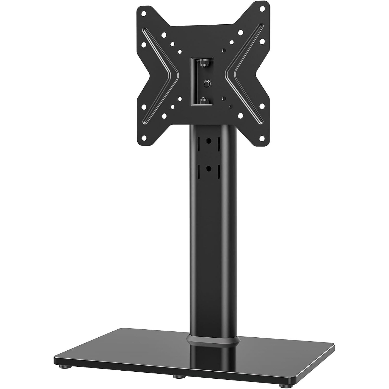 Universal Swivel TV Stand/Base Table Top TV Stand for 19 to 43 inch TVs, VESA TV stand, 4 Level Height Adjustable, Heavy Duty Tempered Glass Base, stacked monitor stand, Holds up to 45kg