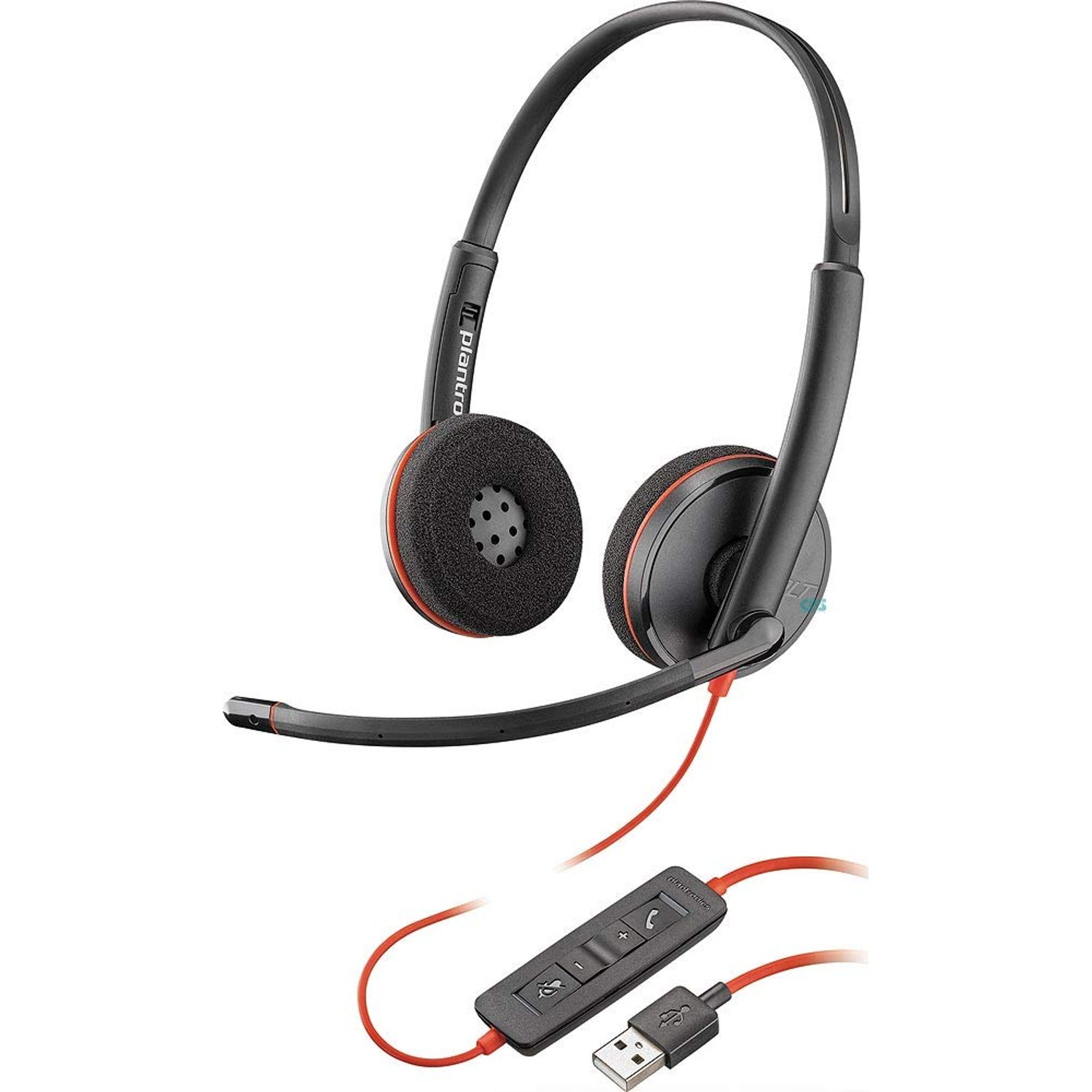 Plantronics Blackwire 3220 Binaural Head-band Black Headphones with Microphone (Call Center/Office, Binaural, Head-band, Black, Wired, Supraaural), One Size